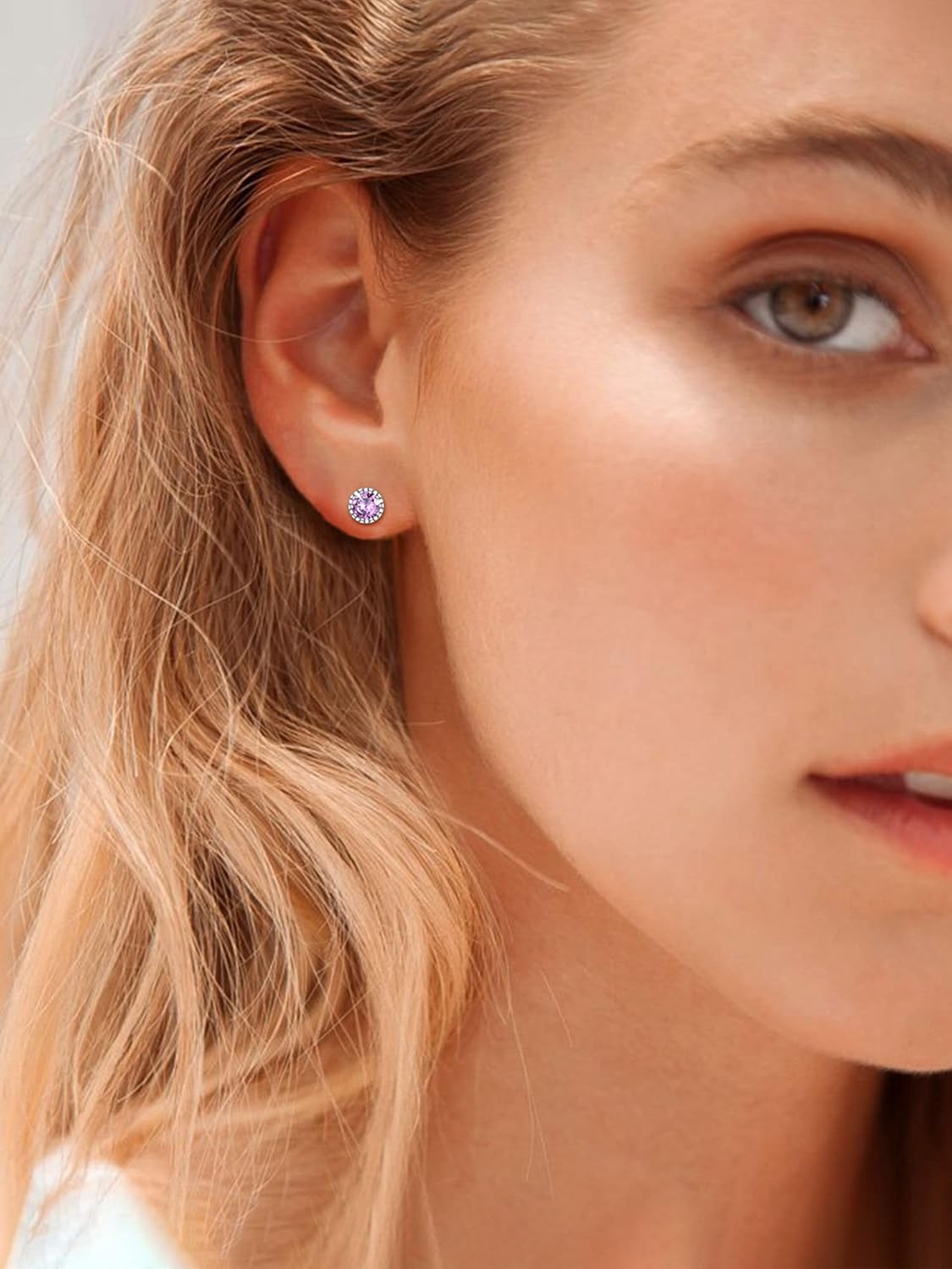 Solitaire Round Brilliant Birthstone Stud Earrings for her,  june birthstone, Alexandrite Jewelry, Gemini Birthstone, Cancer Birthstone, birthstone jewelry, gift idea