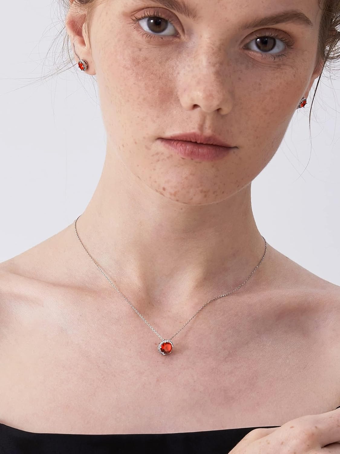 Round Cut Birthstone with Cubic Zirconia Necklace