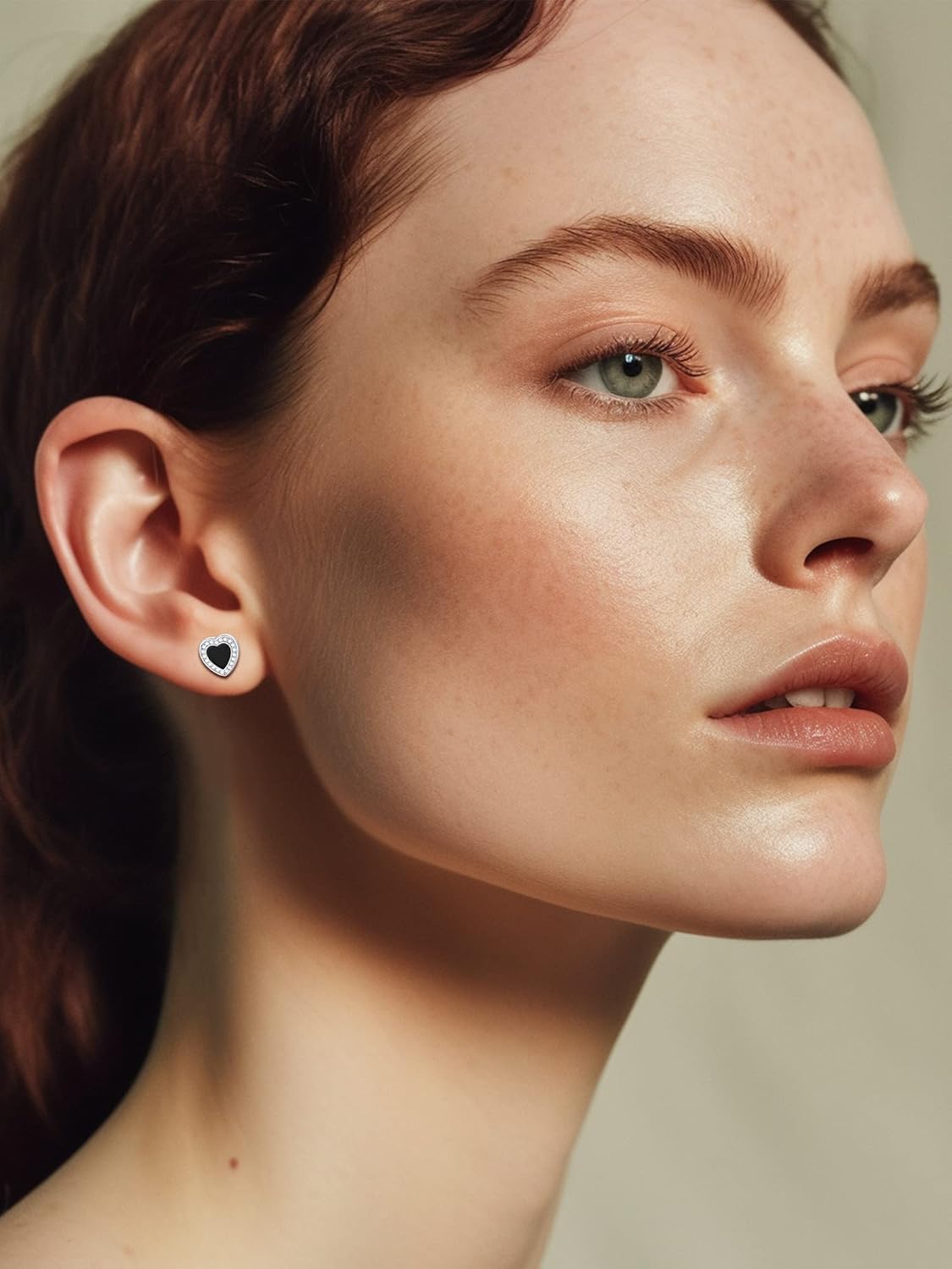 Cubic Zirconia Black Onyx Heart Stud Earrings for Women