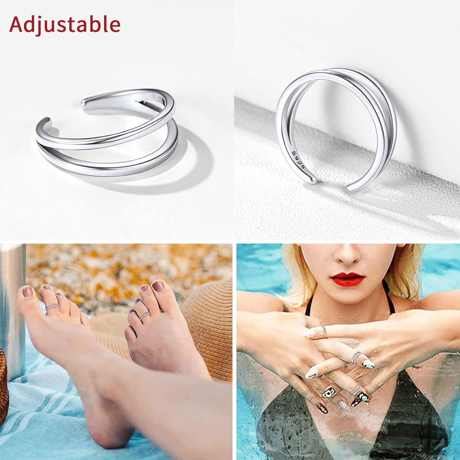 Minimalist Thin Band Open Toe Rings 