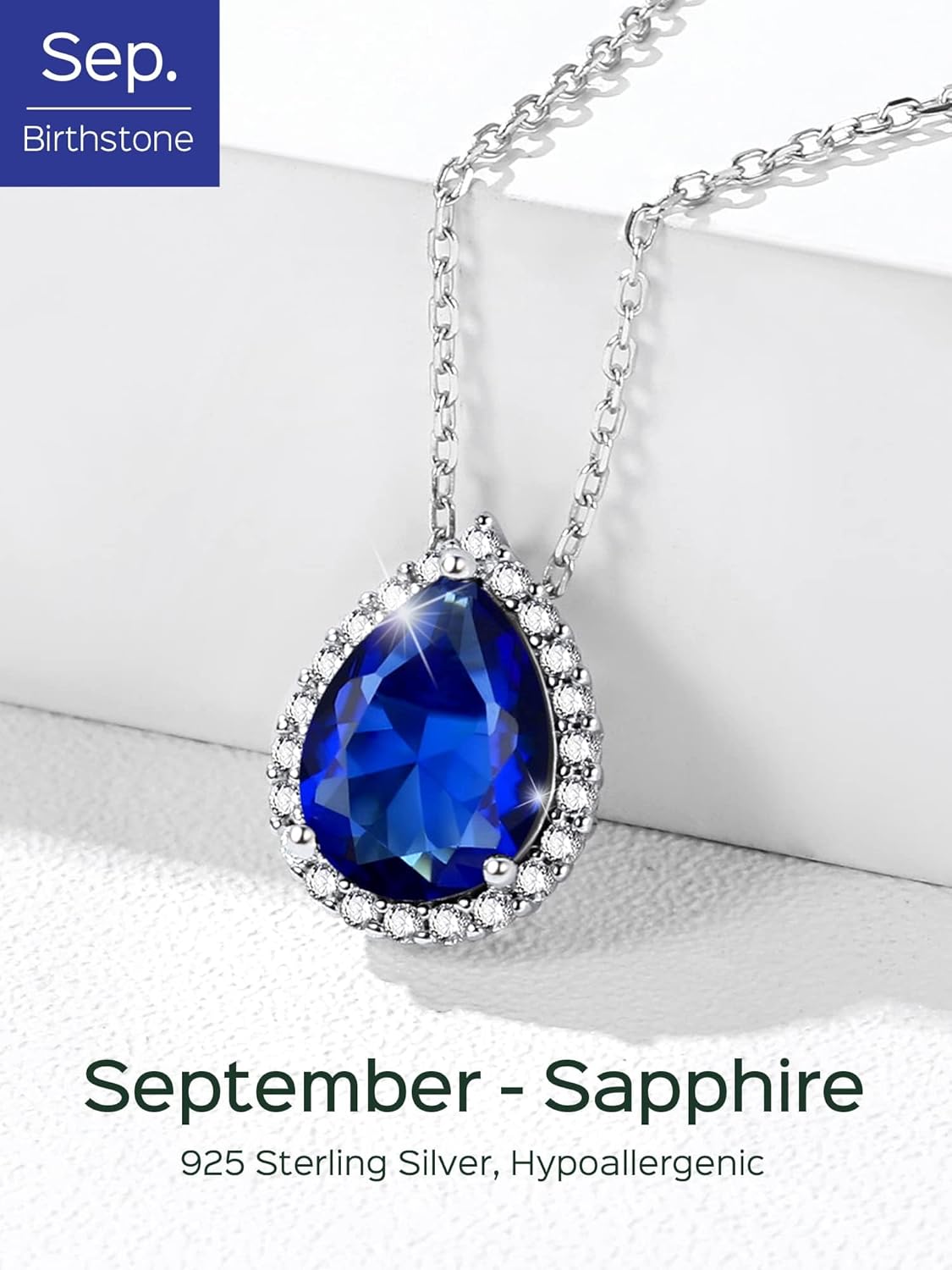 Pear Cut Teardrop Birthstone Diamond Necklace