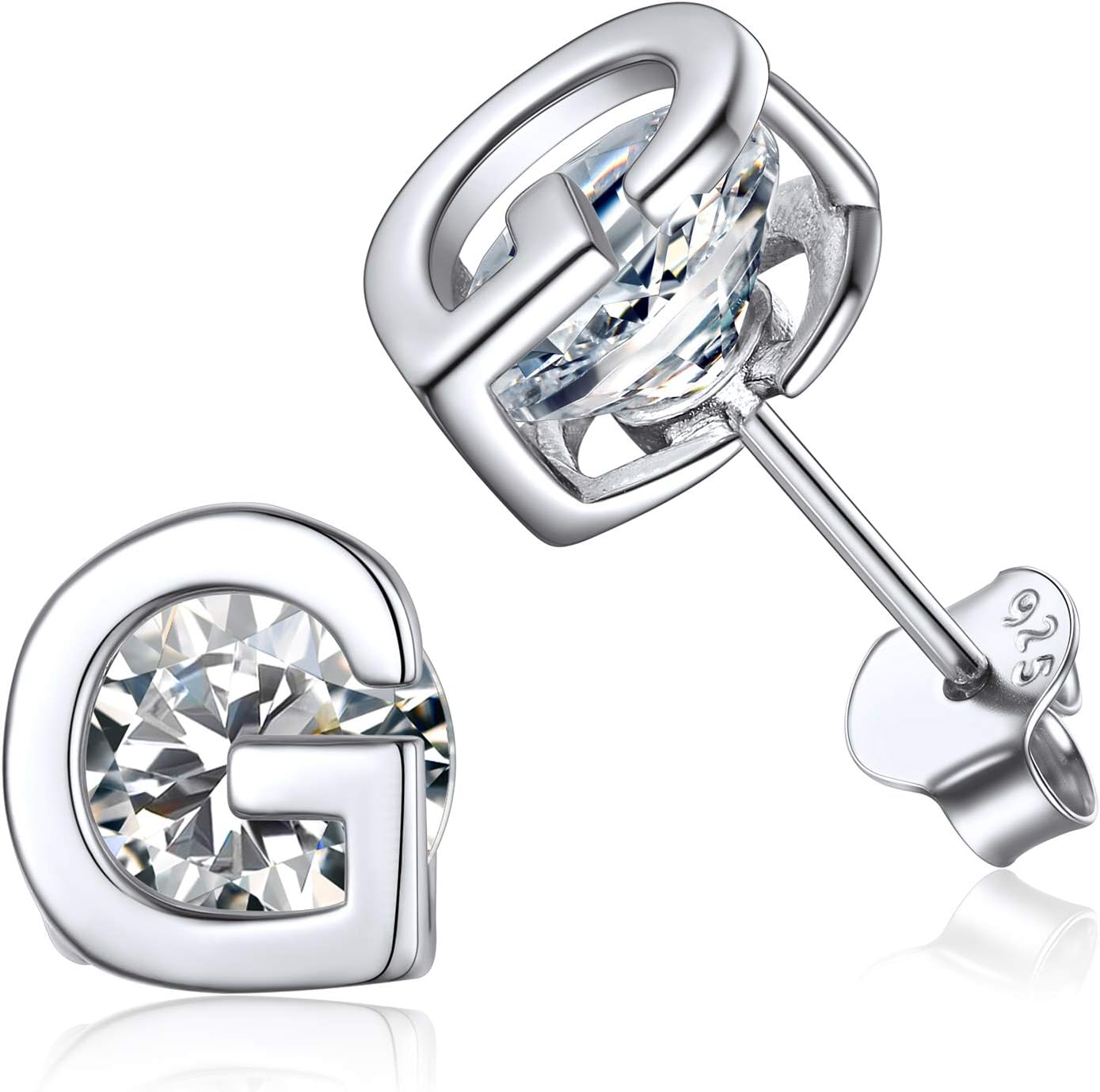 Dainty Initial & Cubic Zirconia Letter Stud Earrings