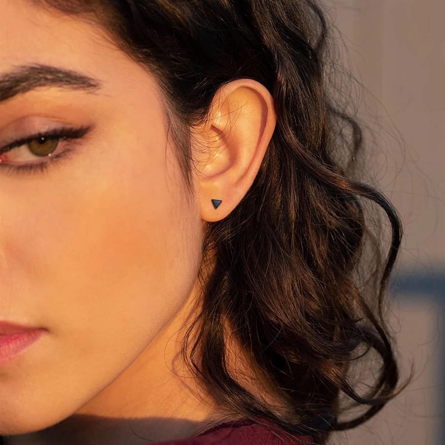 Hypoallergenic Minimalist Small Geometric Dainty Simple Triangle Studs for Women