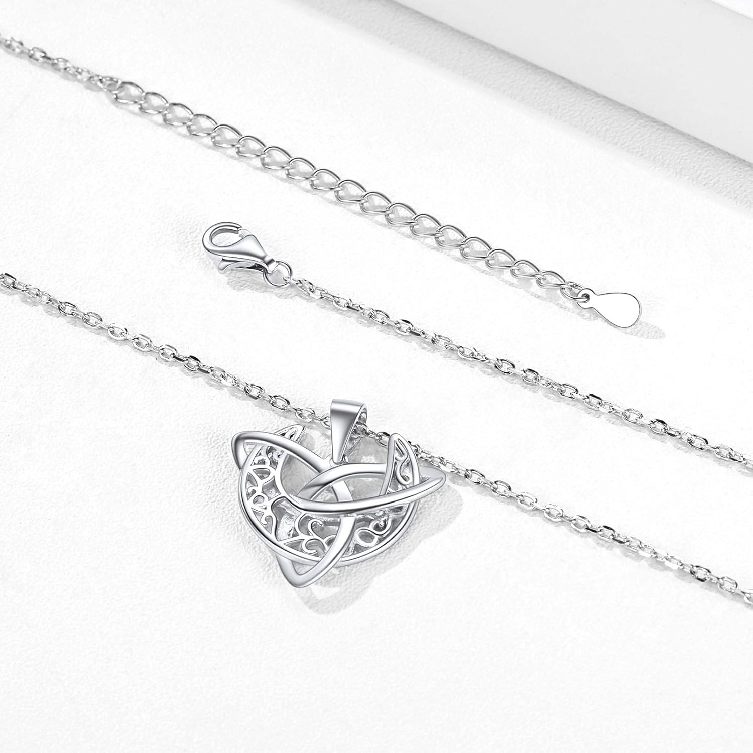 Triquetra Triangle Crescent Moon Goddess Pendant Necklace