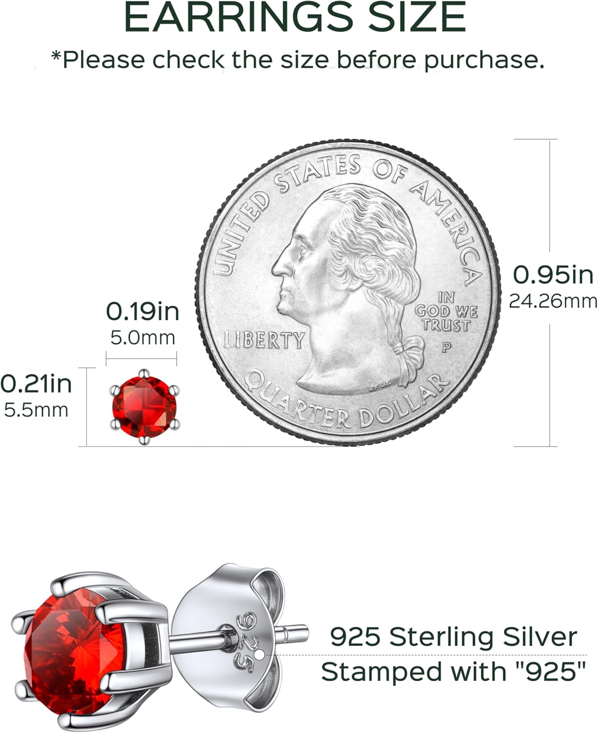 12 Months Sparkling Round Birthstone Halo Stud Earrings for women, july birthstone, Ruby Pendant, Cancer Birthstone, Leo Birthstone, sterling silver jewelry, gift idea