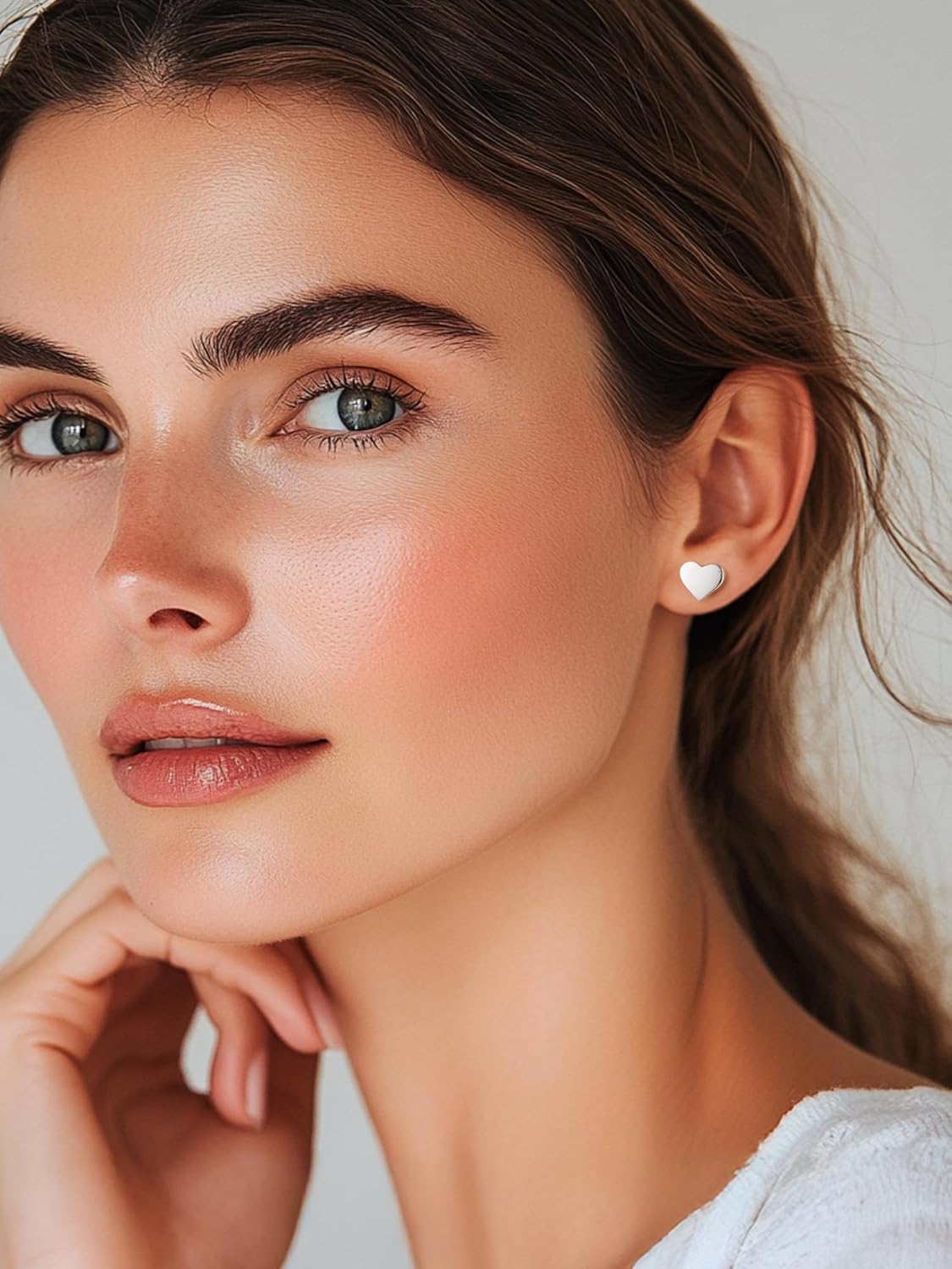 Silver Classic 10mm Heart Stud Earrings for Women and Men, silver jewelry, gift idea, Sterling silver earrings, 925 sterling silver earrings