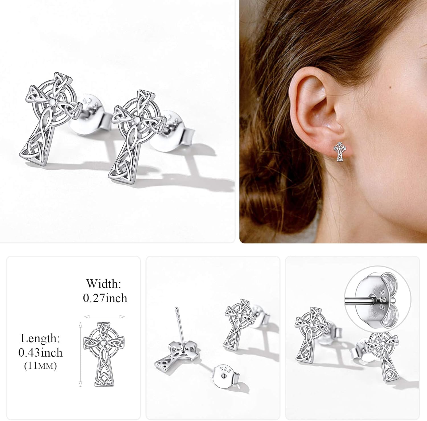Celtic Cross Irish Knot Stud Earrings