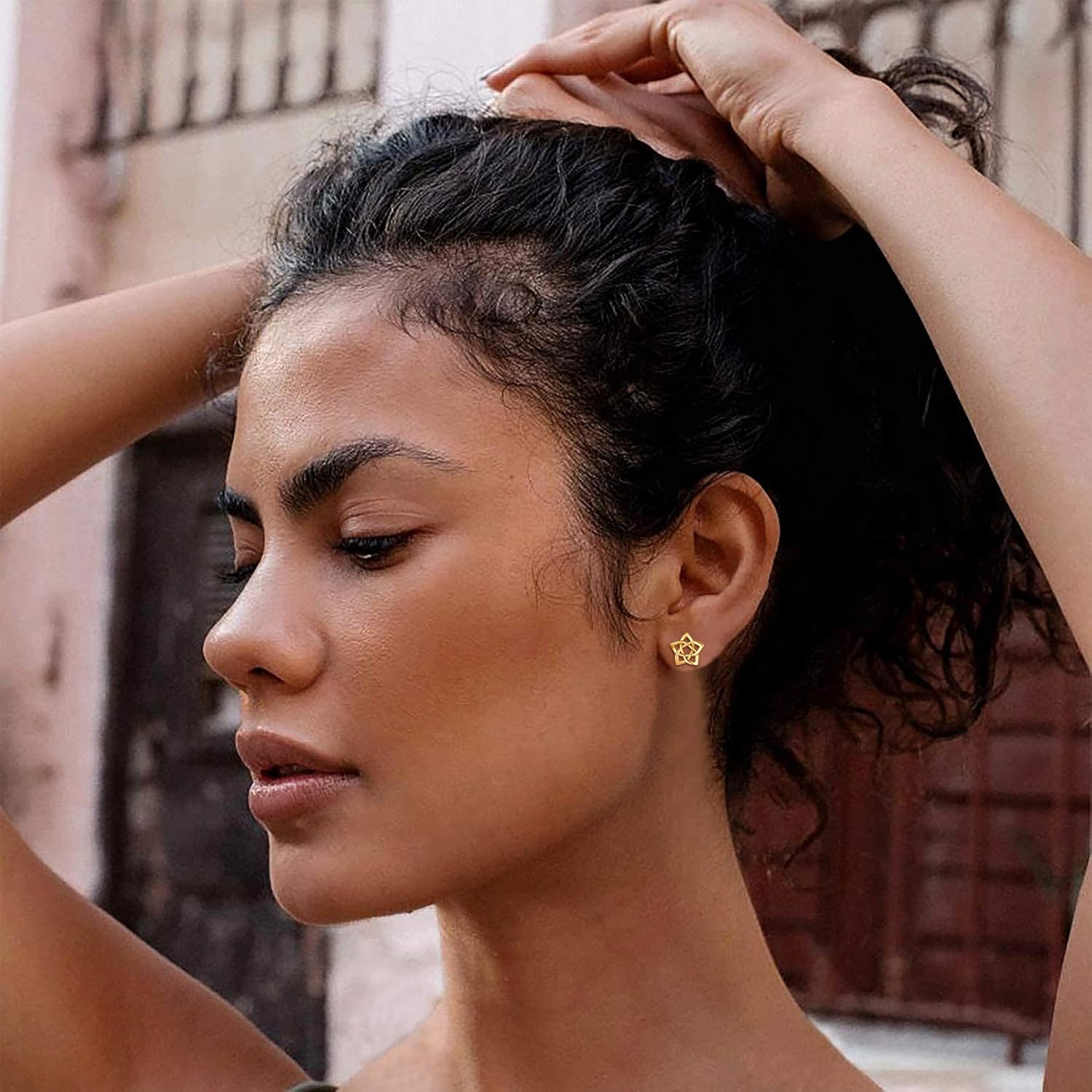 Irish Celtic Eternity Flower Love Knot Pentagram Stud Earrings for Women