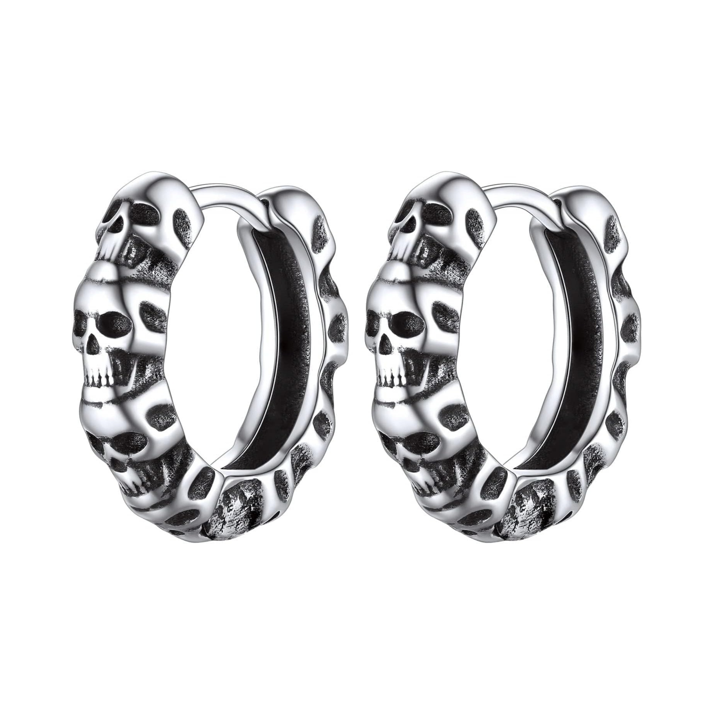 Punk Rock Gothic Skull Huggie Hoop Earrings