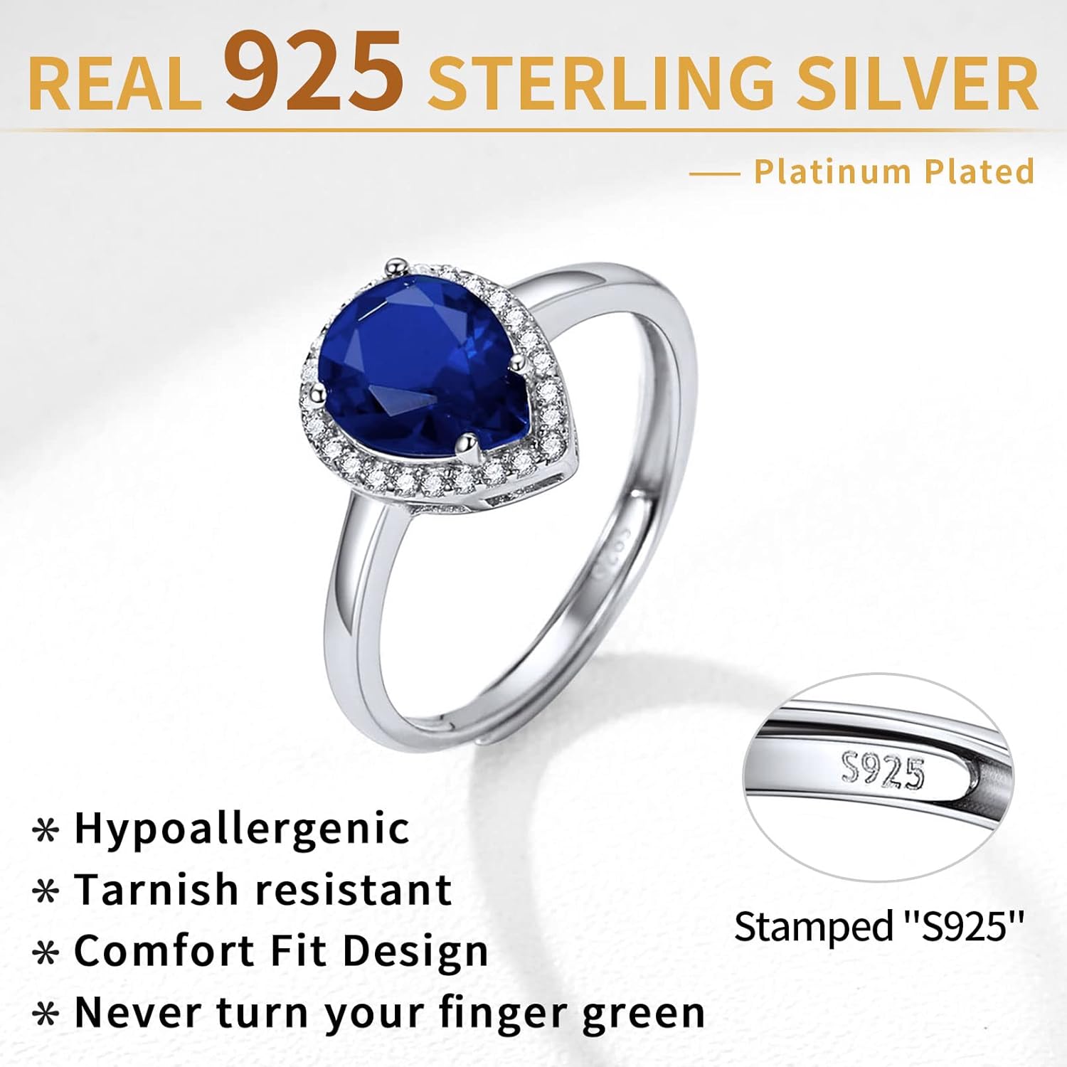 Pear Cut Teardrop Birthstone Promise Ring 