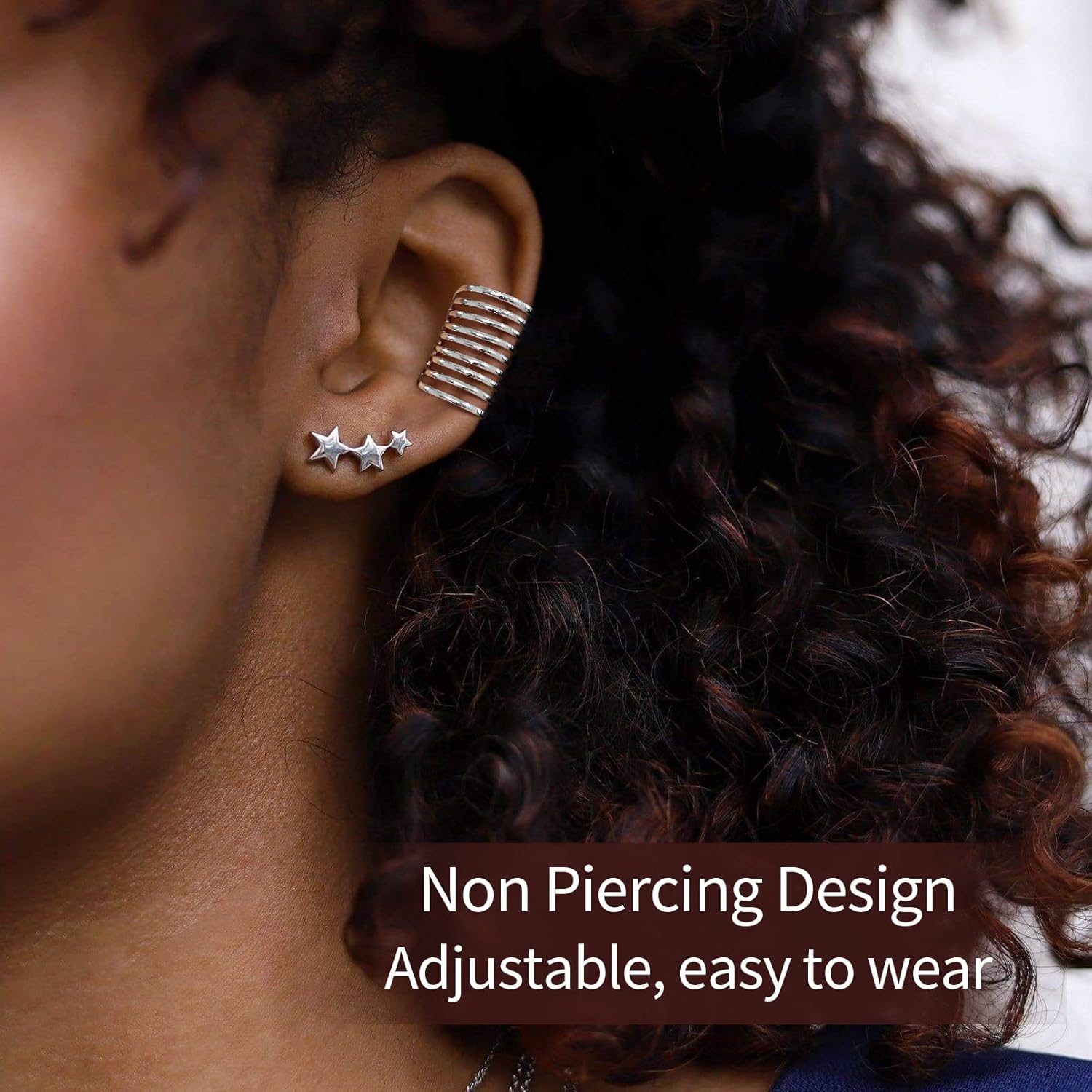 Multi Lines Non Piercing Clip on Cartilage Cuff Earrings for Women