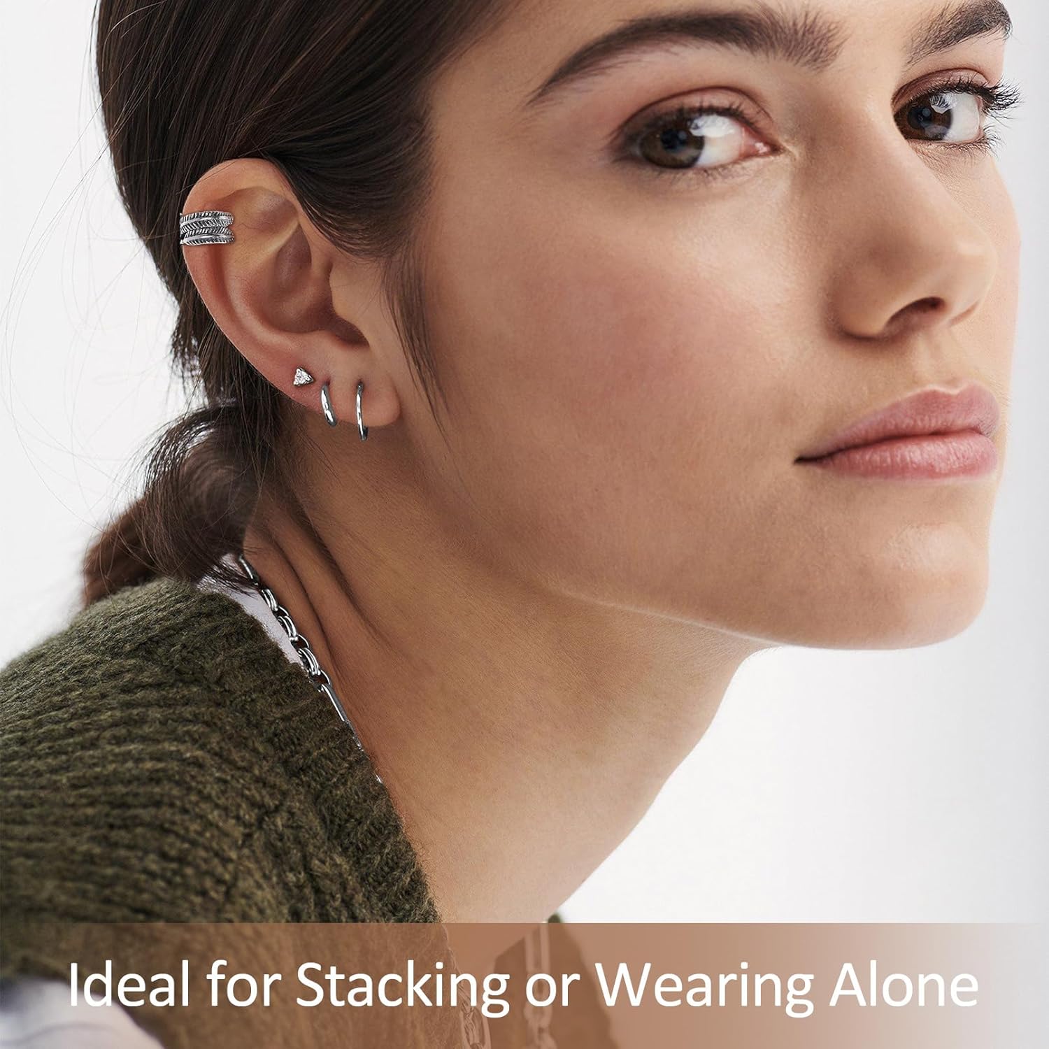 Feather Non-Piercing Cartilage Cuffs Earrings for Women