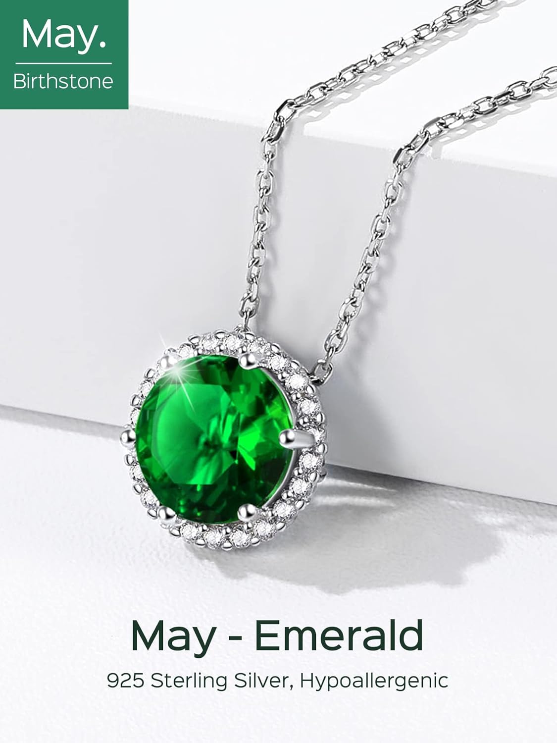 Round Cut Birthstone with Cubic Zirconia Necklace