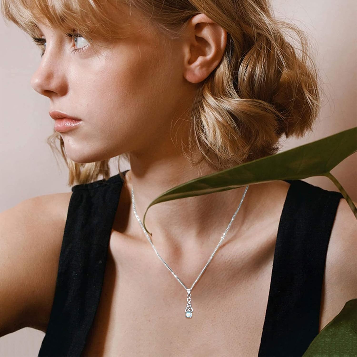 Moonstone Round Shaped Celtic Knot Pendant Necklace for Women, moonstone jewelry, celtic knot jewelry, sterling silver jewelry, silver necklace for women