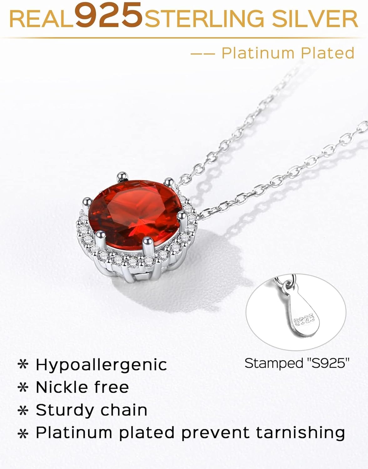 Round Cut Birthstone with Cubic Zirconia Necklace