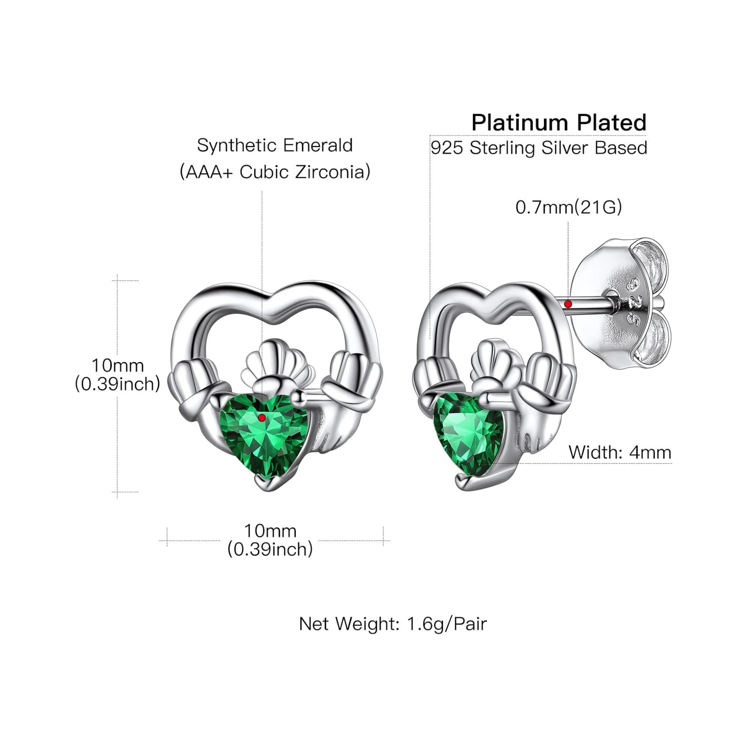 Dainty Claddagh Celtic Heart Stud Earrings