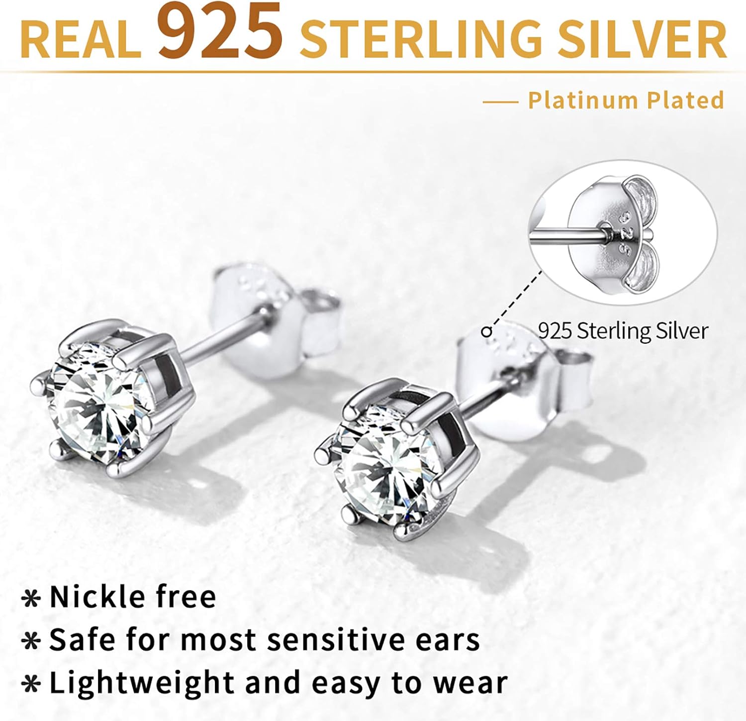 12 Months Sparkling Round Birthstone Halo Stud Earrings, april birthstone, Diamond Jewelry, Aries Birthstone, Taurus Birthstone, sterling silver earrings, gift idea