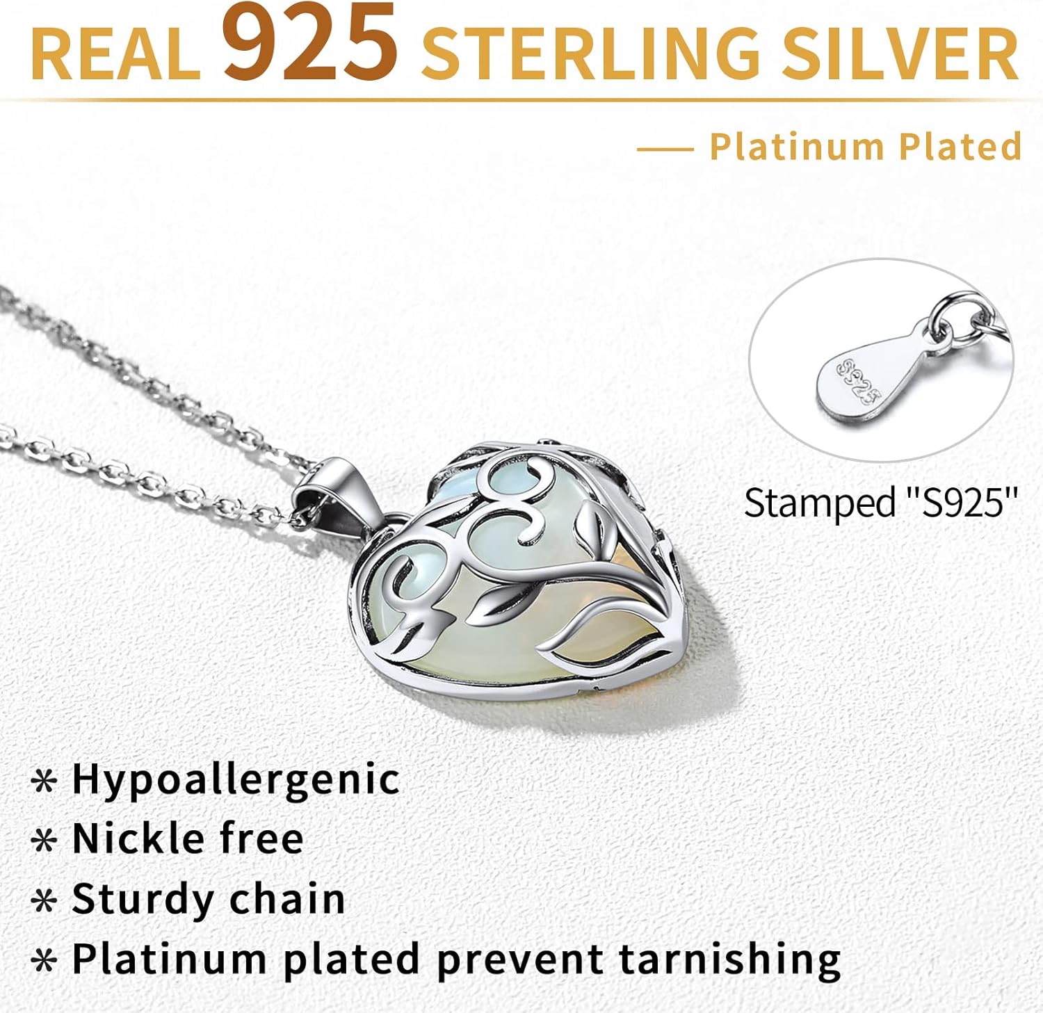 Sterling SilverCeltic Knot Heart Birthstones Necklace