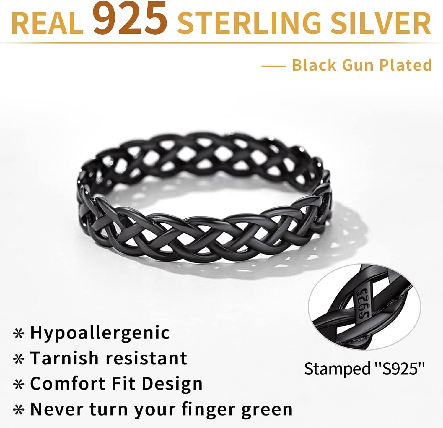 Sterling Silver Celtic Knot High Polished Engagement Wedding Band Ring