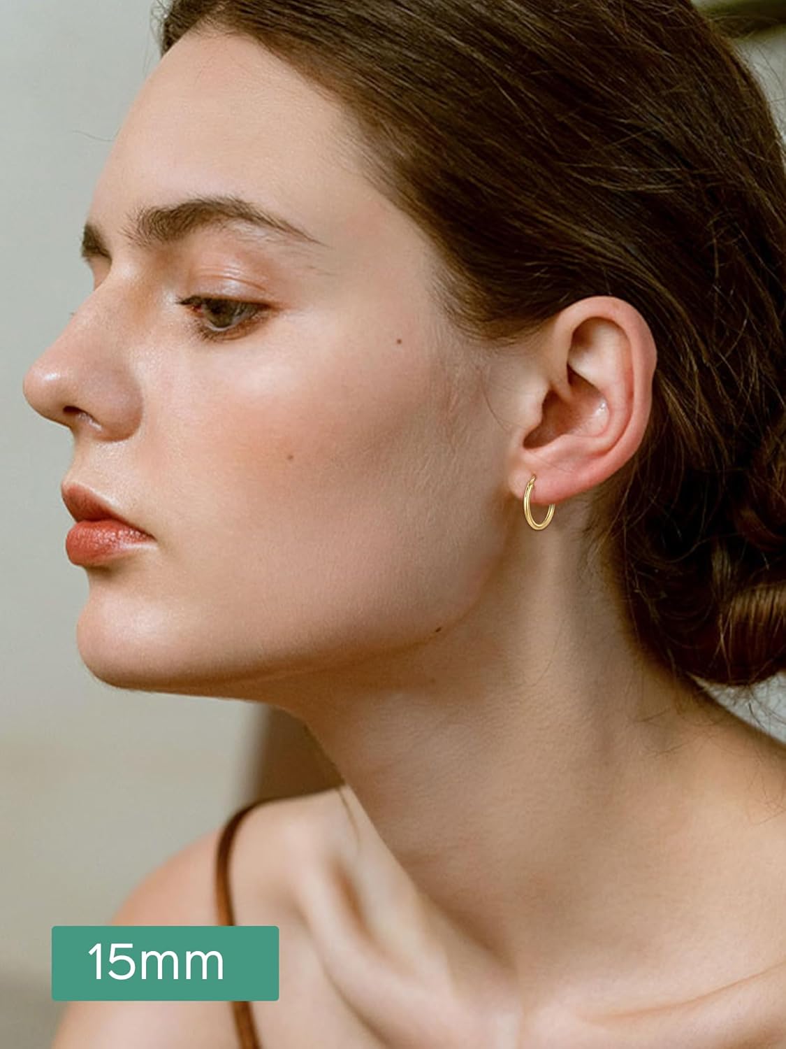 Gold Plated Small Circle Endless Huggie Hoop Earrings