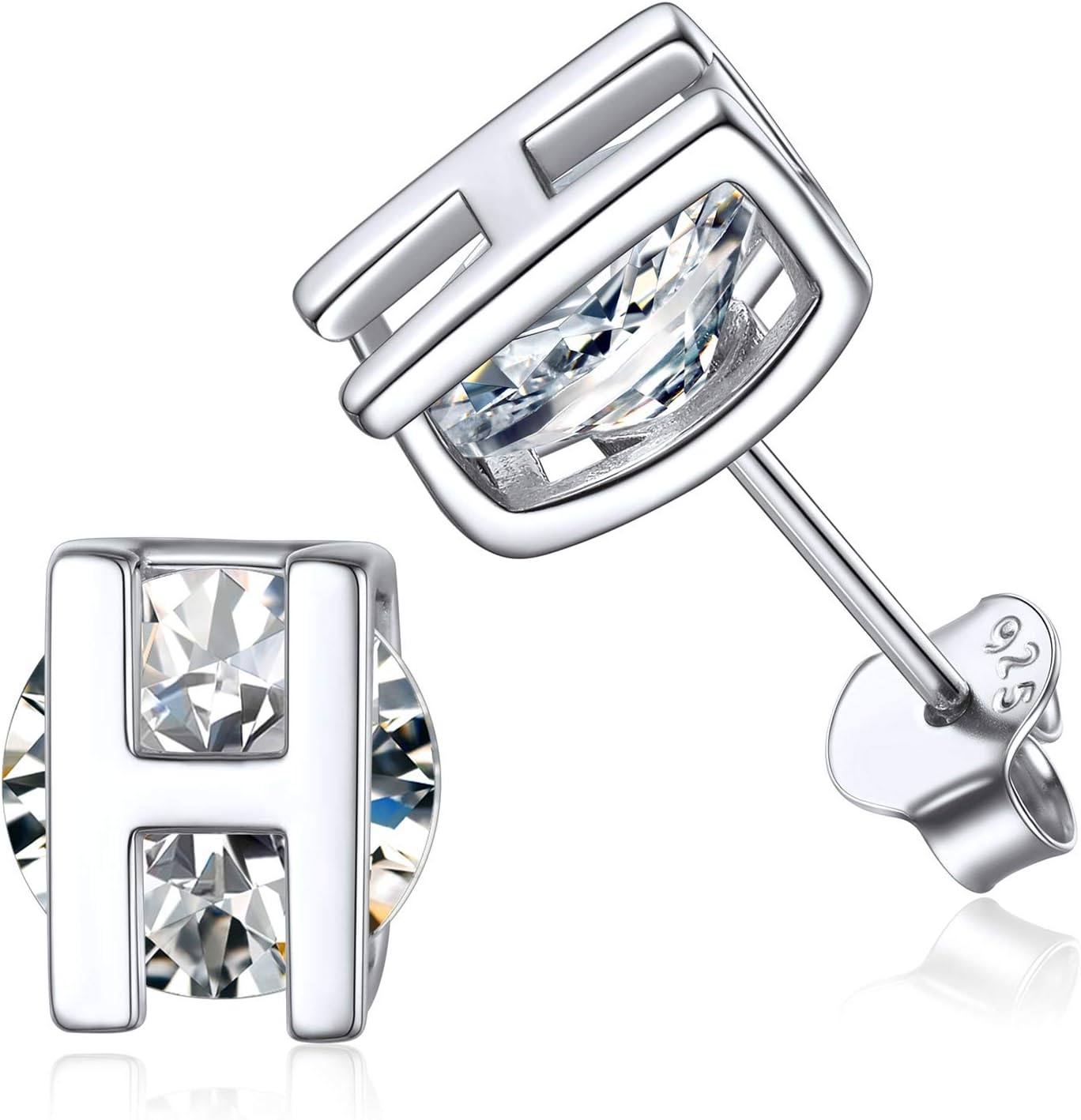 Dainty Initial & Cubic Zirconia Letter Stud Earrings