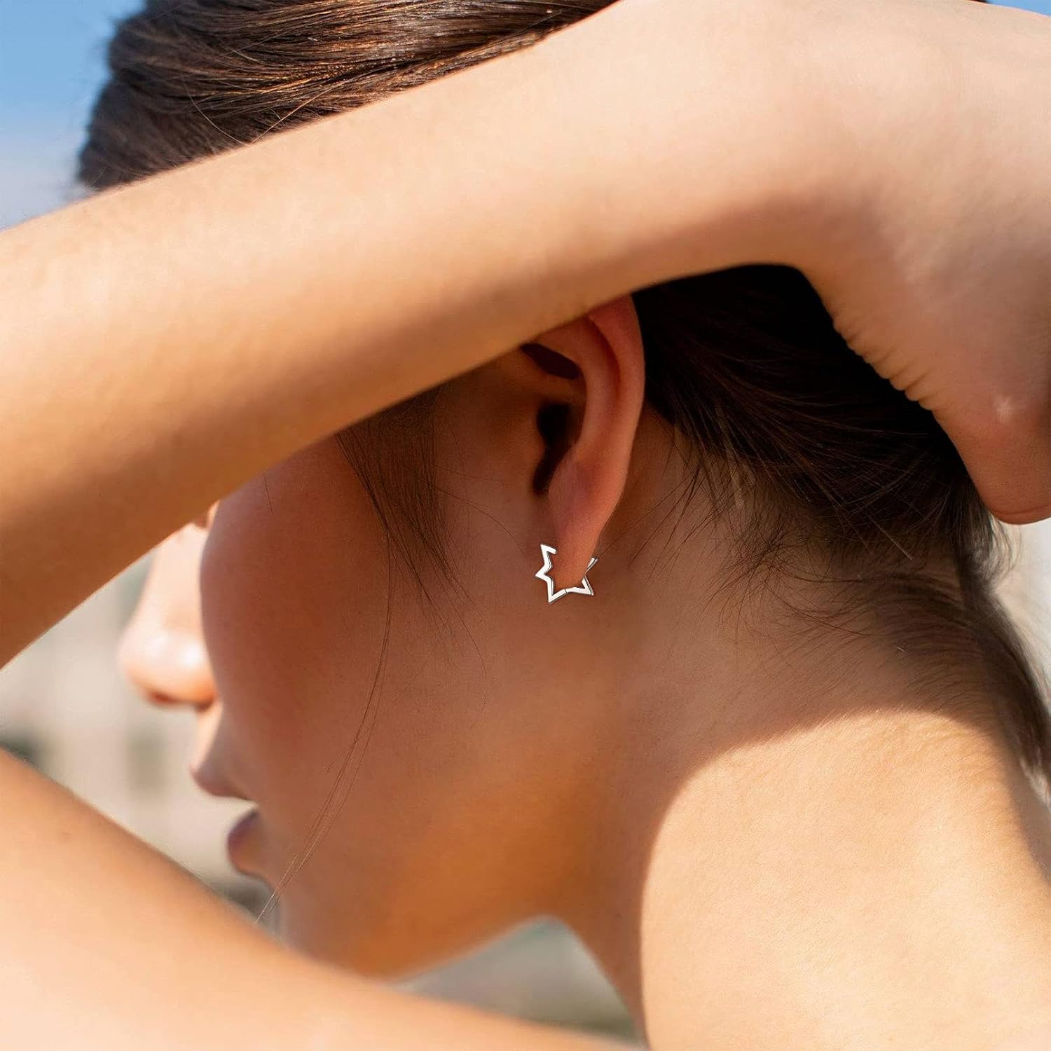 Star Open Chunky Hoop Earrings for Women, Ladies, Couples, girlfriend, wife