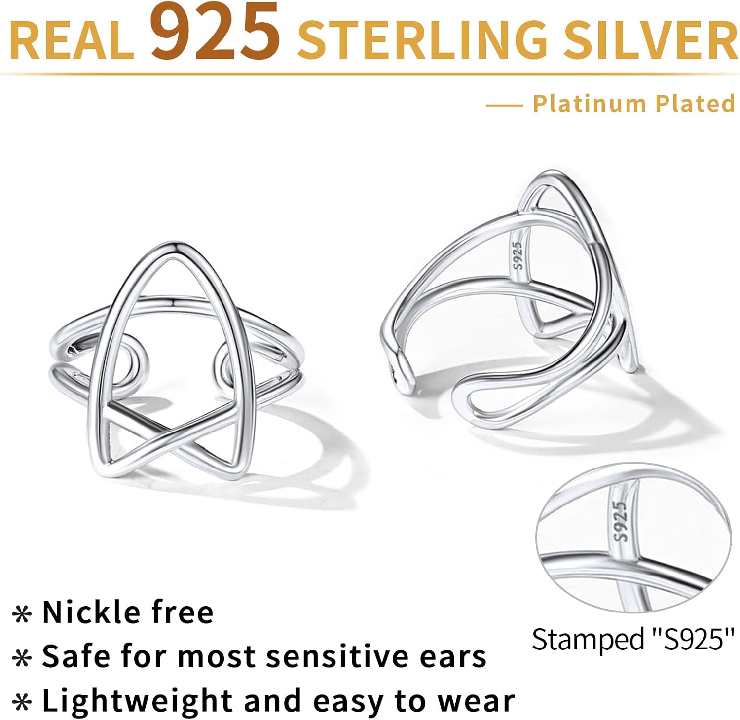 Star Non Piercing Cartilage Cuffs Earrings