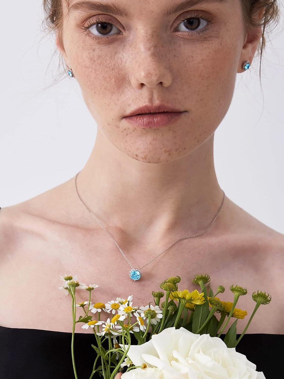 Round Cut Birthstone with Cubic Zirconia Necklace