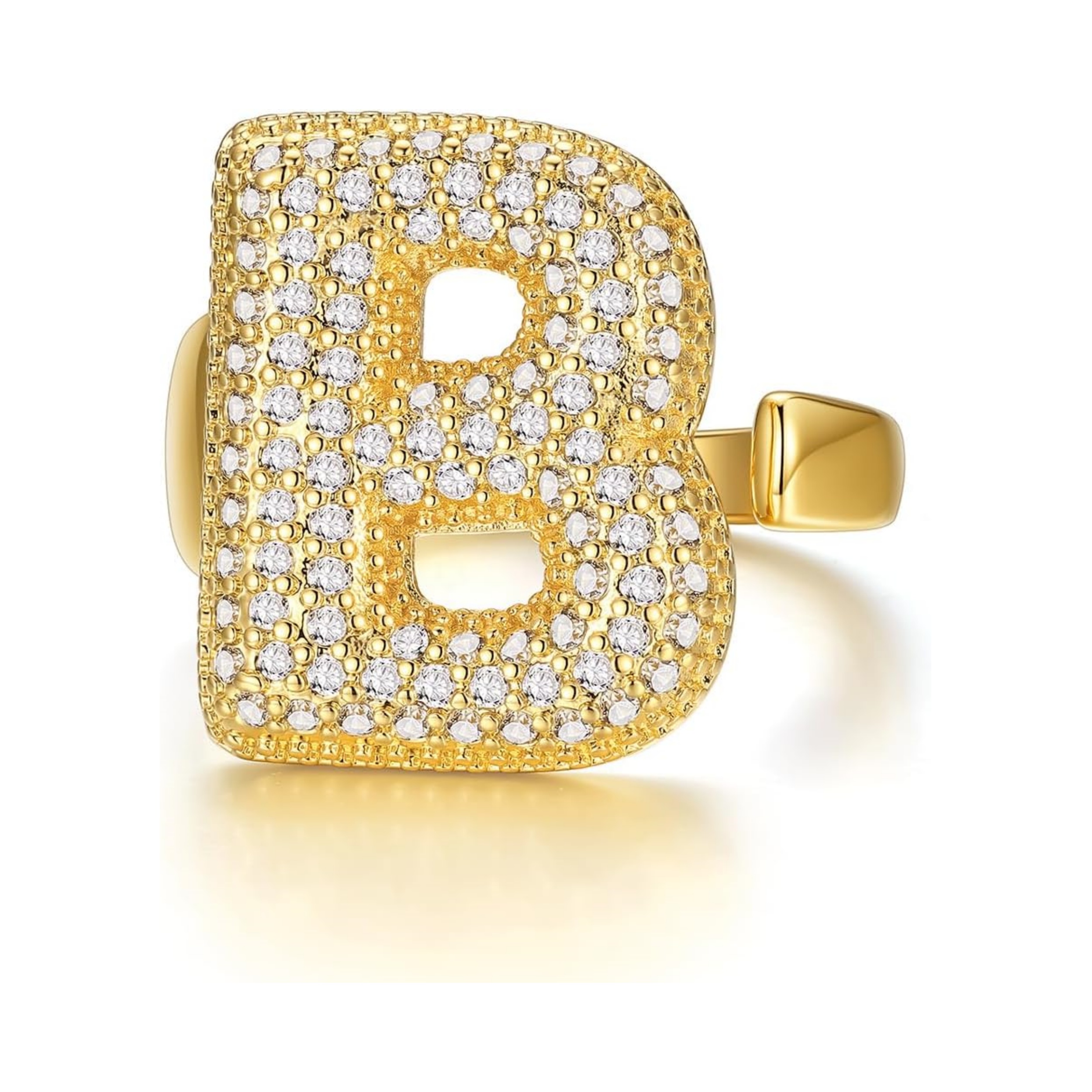 14k Chunky Gold Initial Statement Rings 