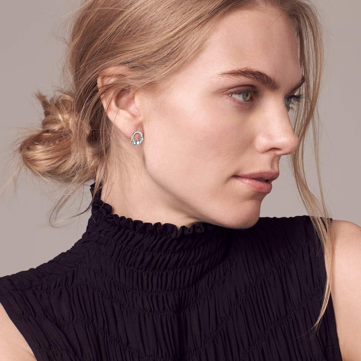 Celtic Claddagh Friendship Love Heart Stud Earrings for Women