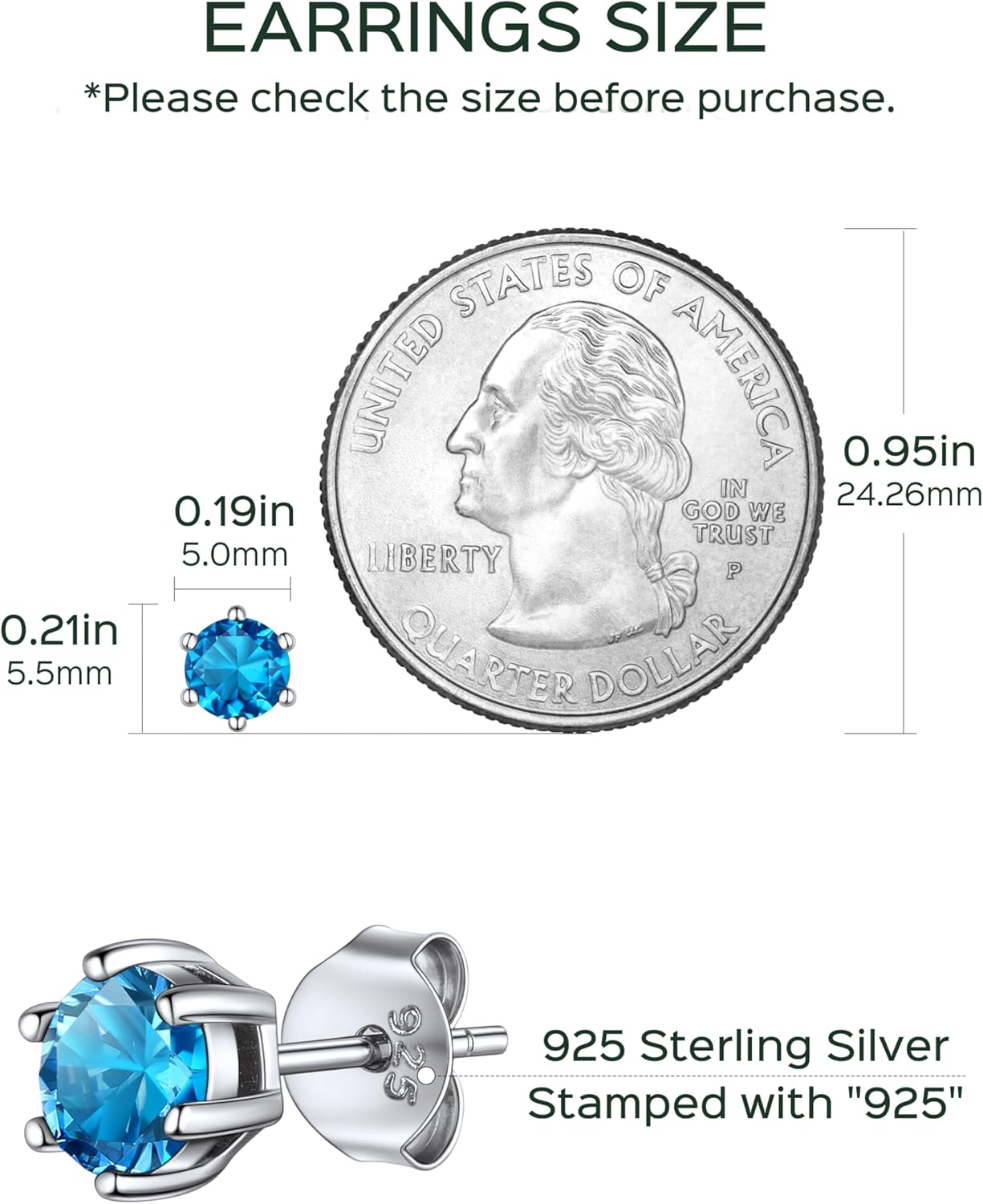 12 Months Sparkling Round Birthstone Halo Stud Earrings, december birthstone, Blue Topaz Jewelry, Sagittarius Birthstone,  topaz birthstone, Capricorn Birthstone, christmas gift, gift idea