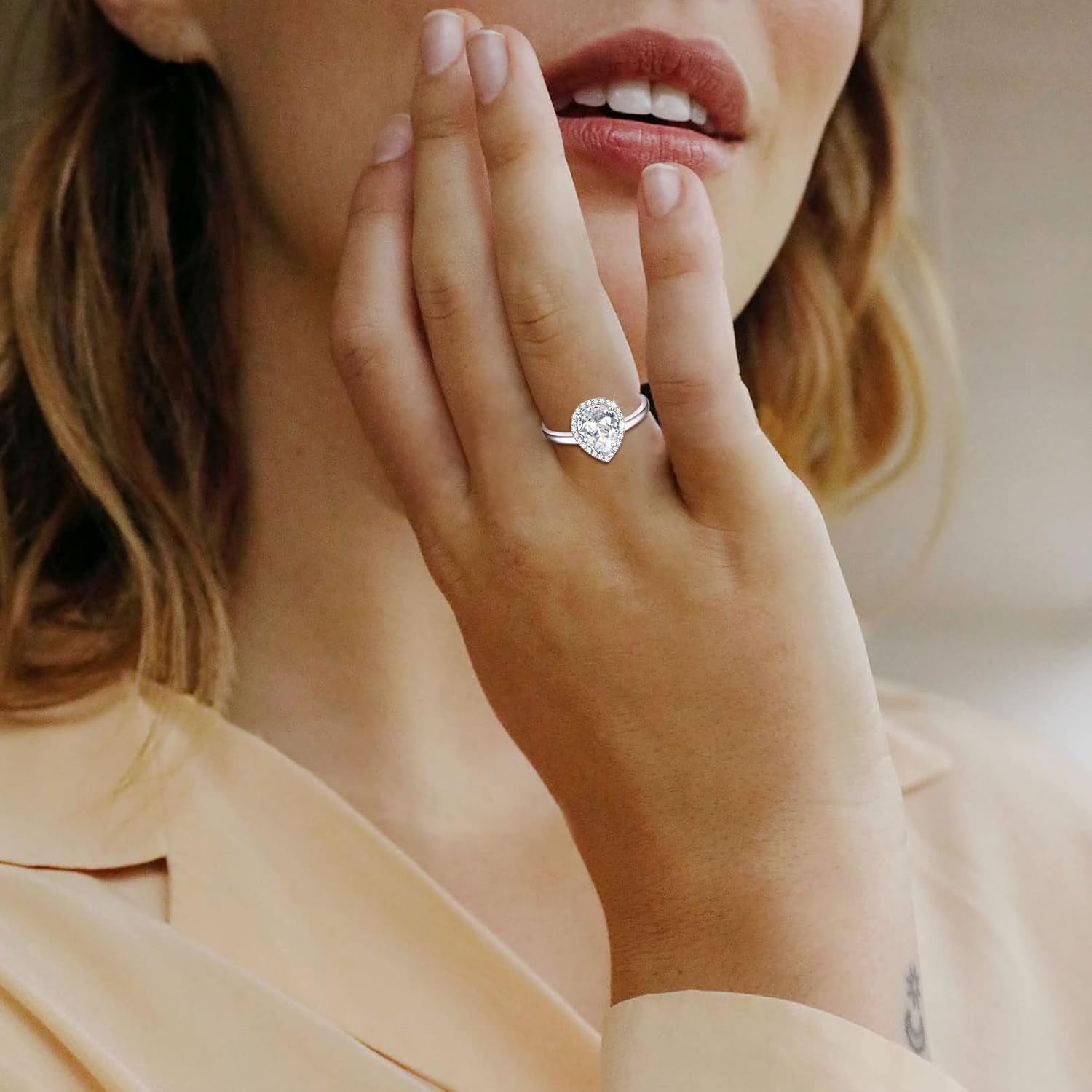 Pear Cut Teardrop Birthstone Promise Ring 