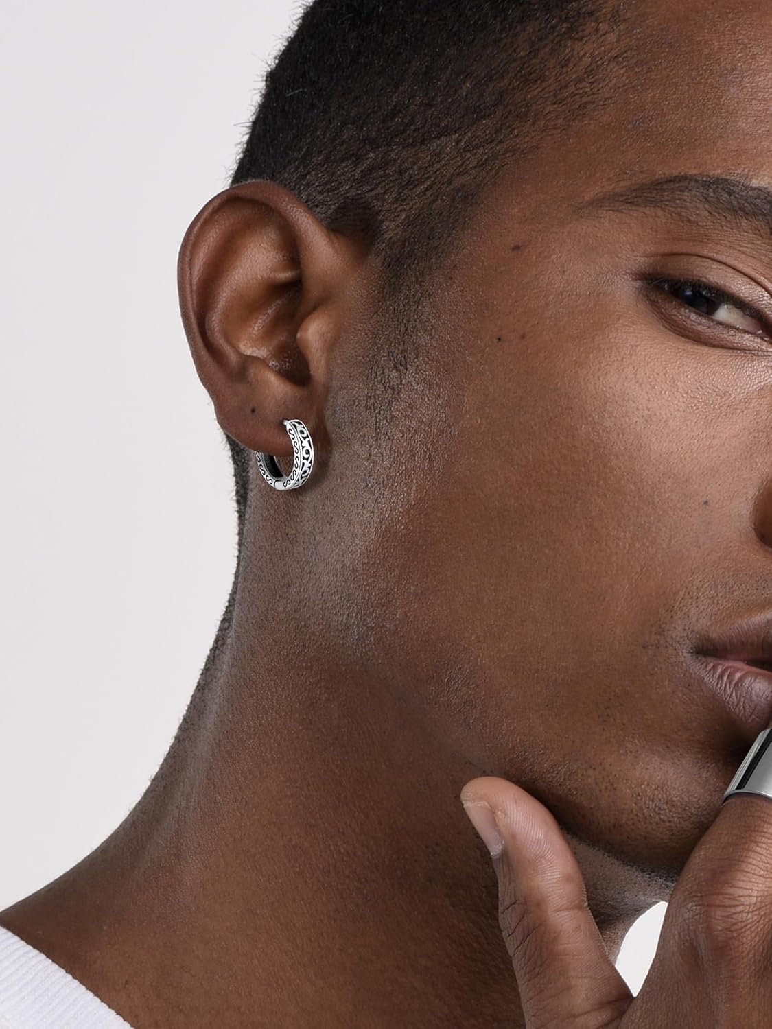 Celtic Knot Vine Huggie Hoops Earrings for Men