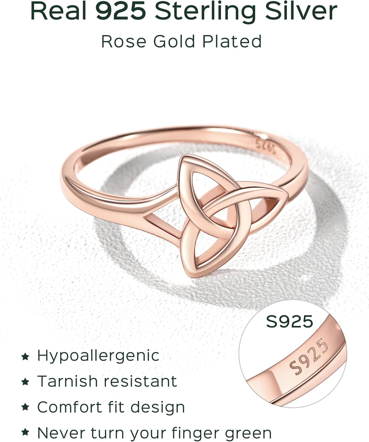 Sterling Silver Triquetra Celtic Knot Promise Ring for Women