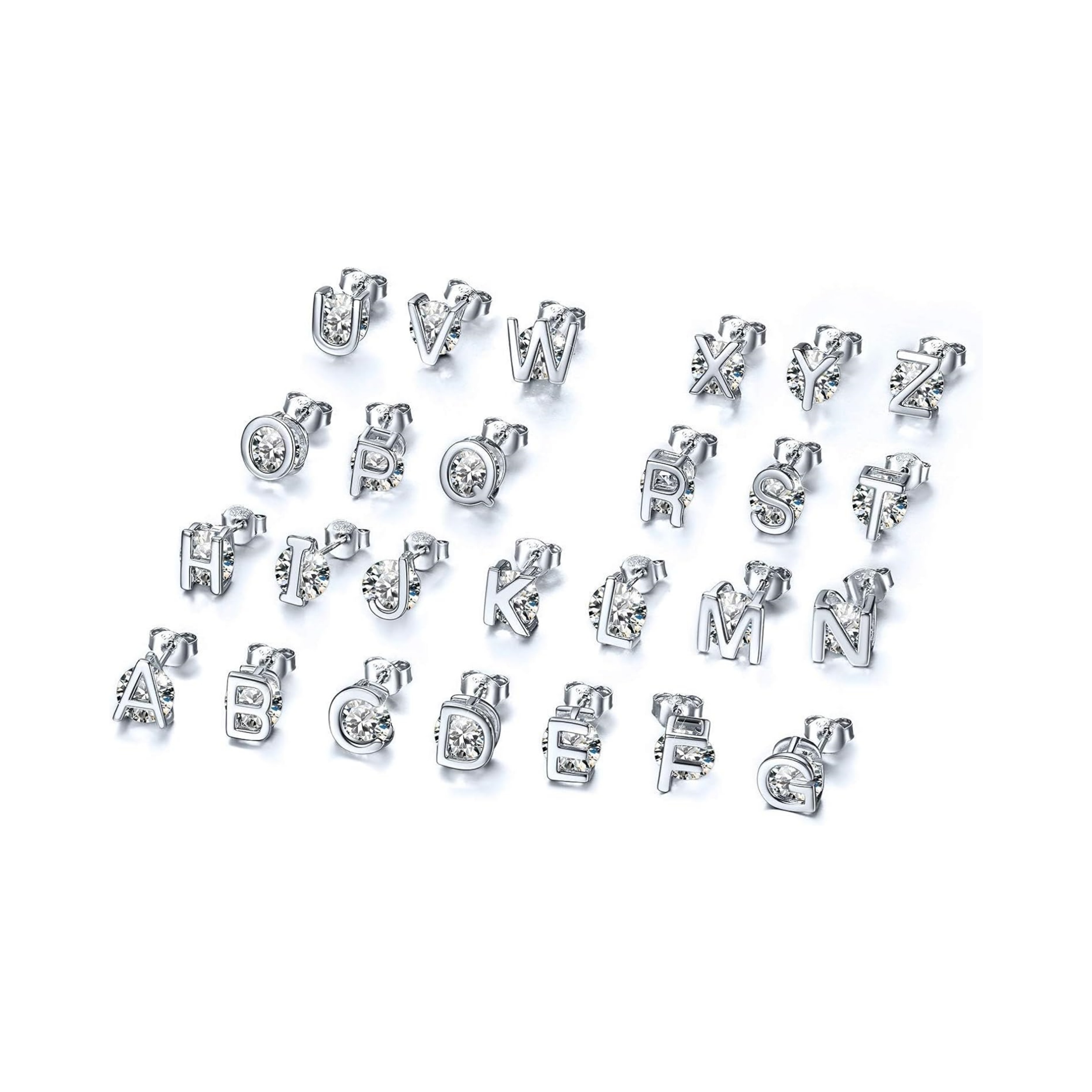 Dainty Initial & Cubic Zirconia Letter Stud Earrings