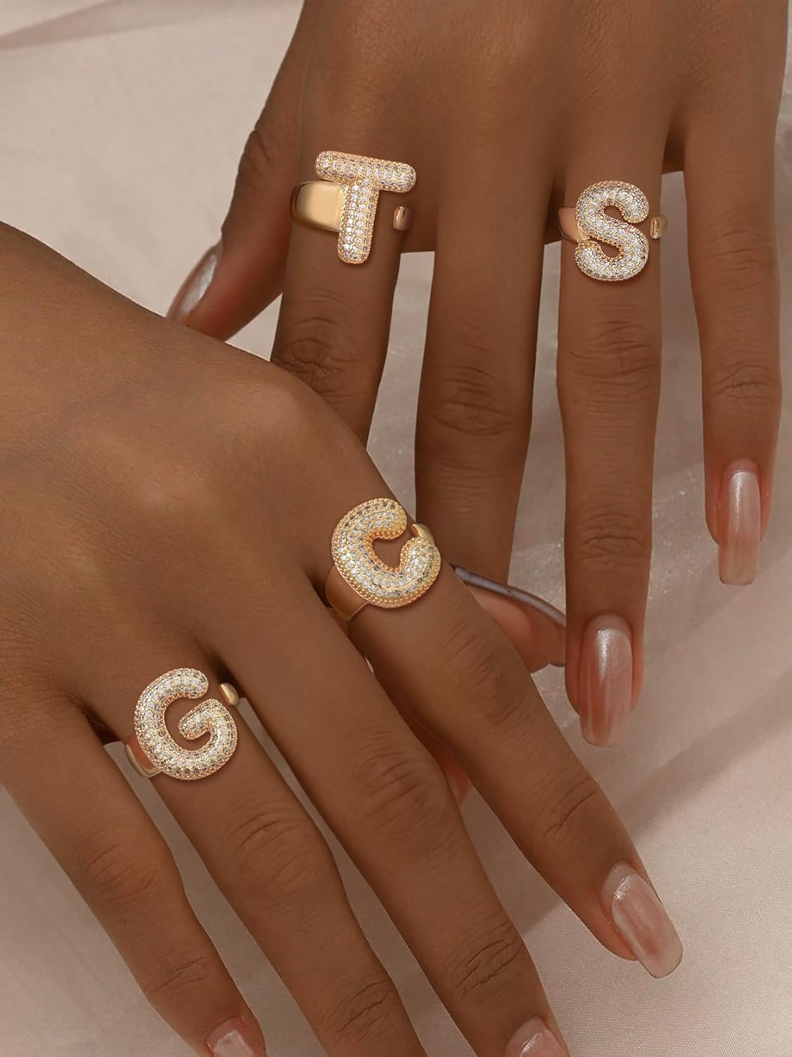 14k Chunky Gold Initial Statement Rings for Women & Men