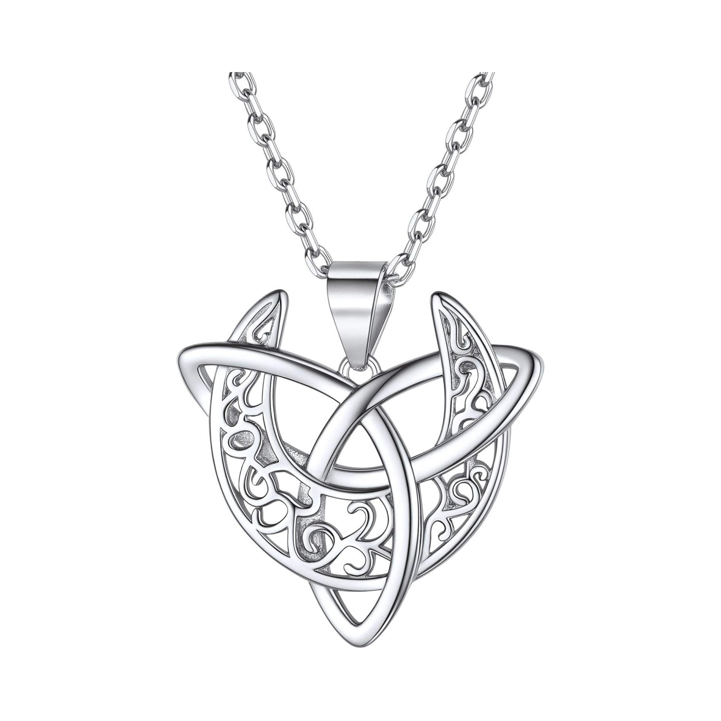 Triquetra Triangle Crescent Moon Goddess Pendant Necklace