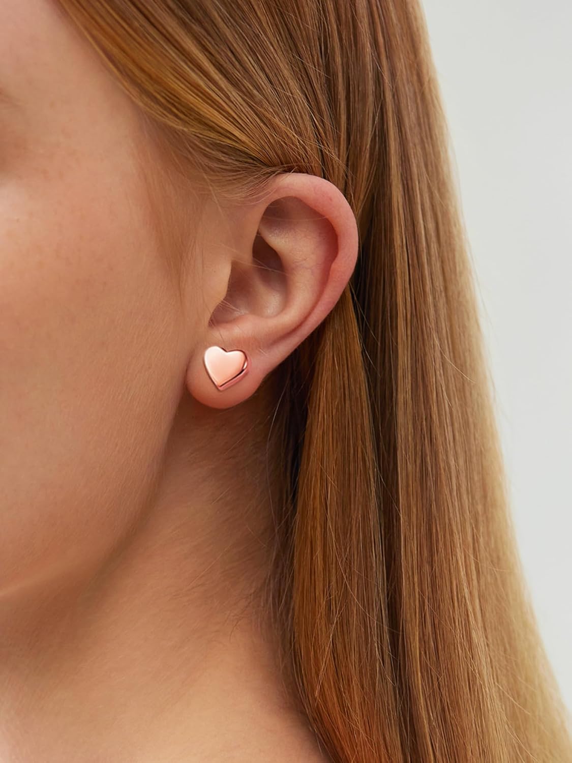 Rose Gold Classic 10mm Heart Stud Earrings for Women and Men, silver jewelry, gift idea, Sterling silver earrings, 925 sterling silver earrings