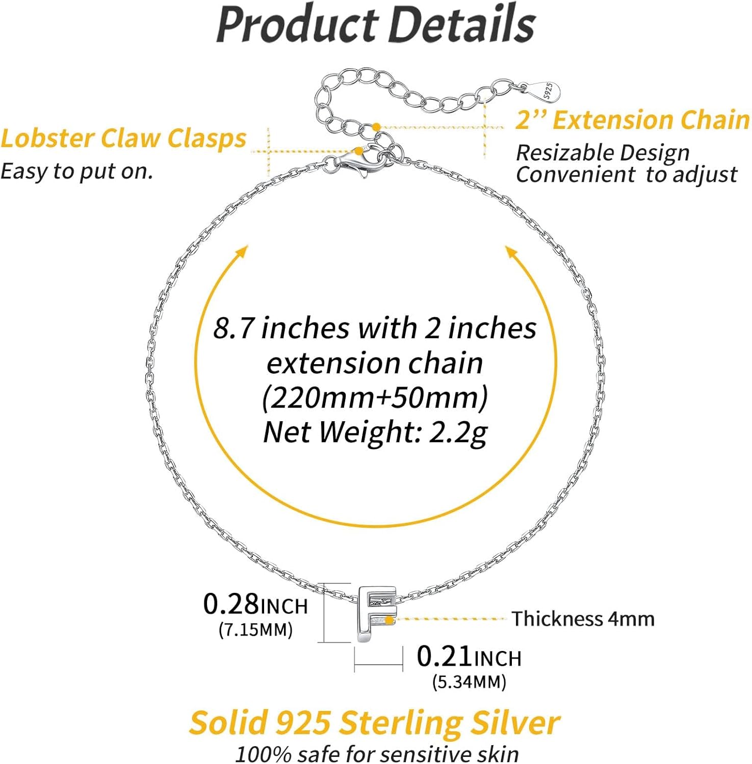 F-Initial Letter Minimalist Summer Beach Anklet, sterling silver jewlery, initial jewelry, initial Anklet, sterling silver anklet, gift idea