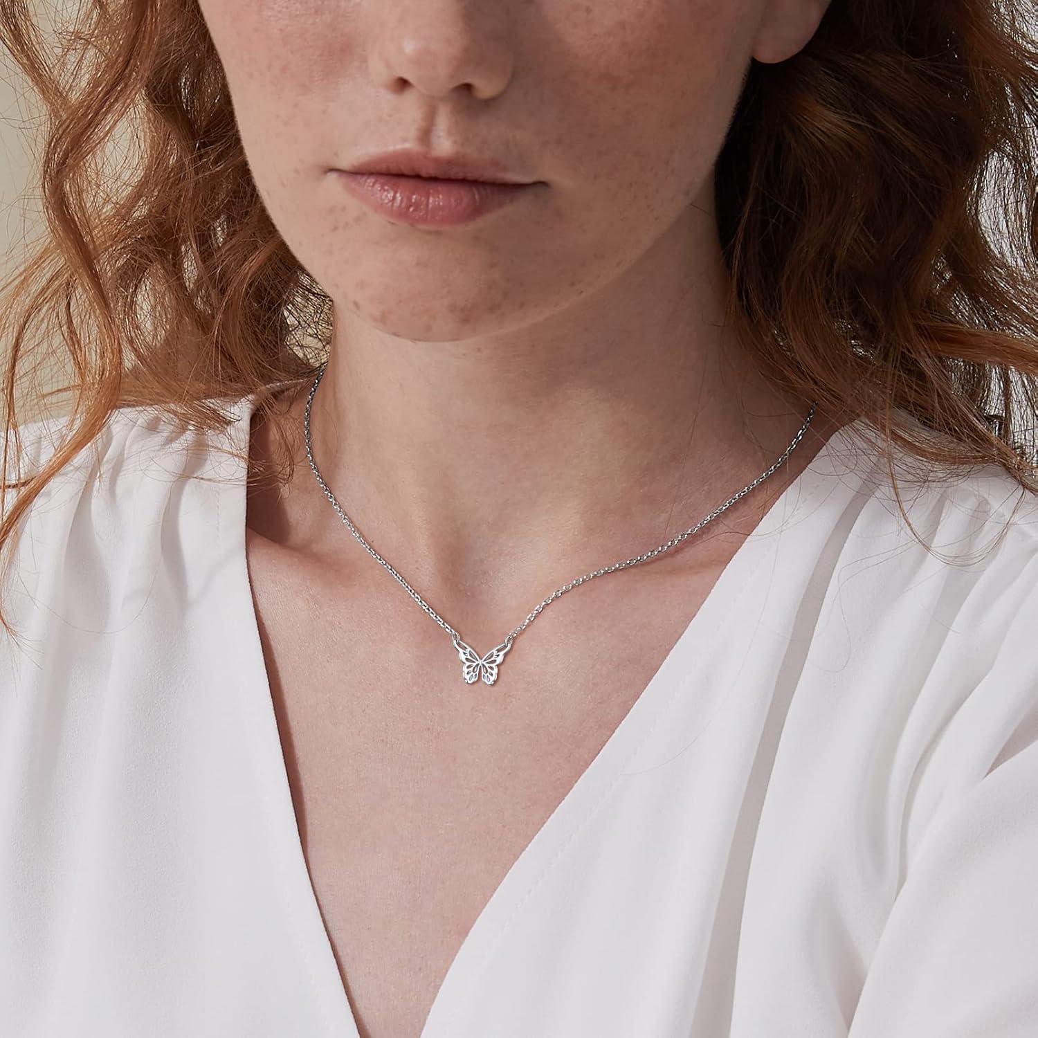 Minimalist Dainty Cute Butterfly Pendant Necklace for Ladies