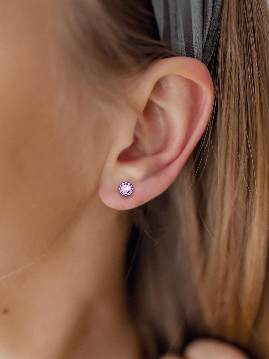 Round Cut Birthstone Stud Earrings for Ladies,  june birthstone, Alexandrite Jewelry, Gemini Birthstone, Cancer Birthstone, birthstone jewelry, gift idea