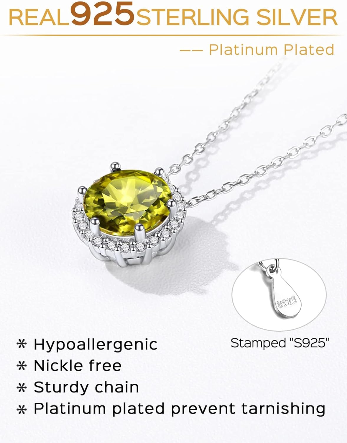 Round Cut Birthstone with Cubic Zirconia Necklace