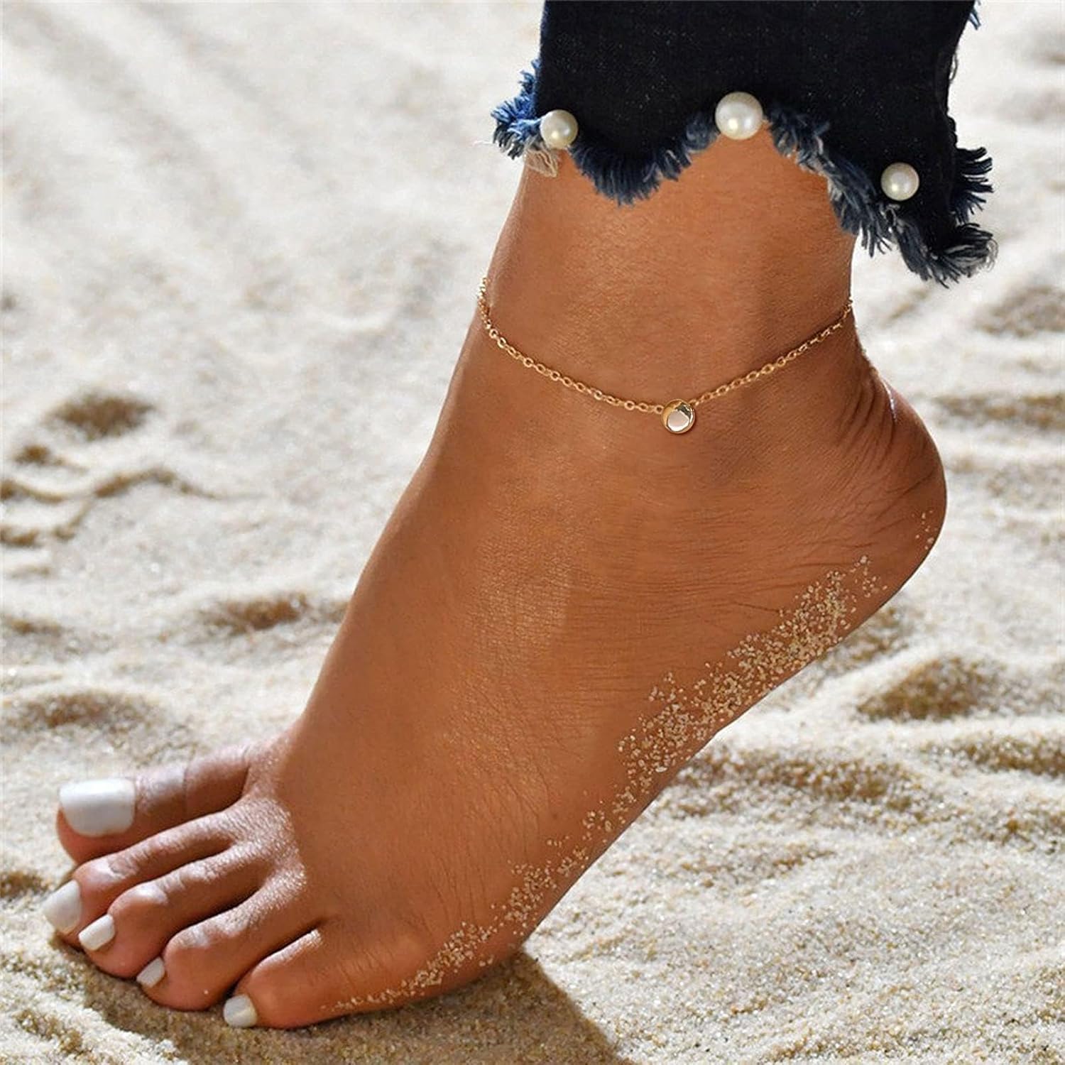 Adjustable Dainty Dot Round Anklets for women