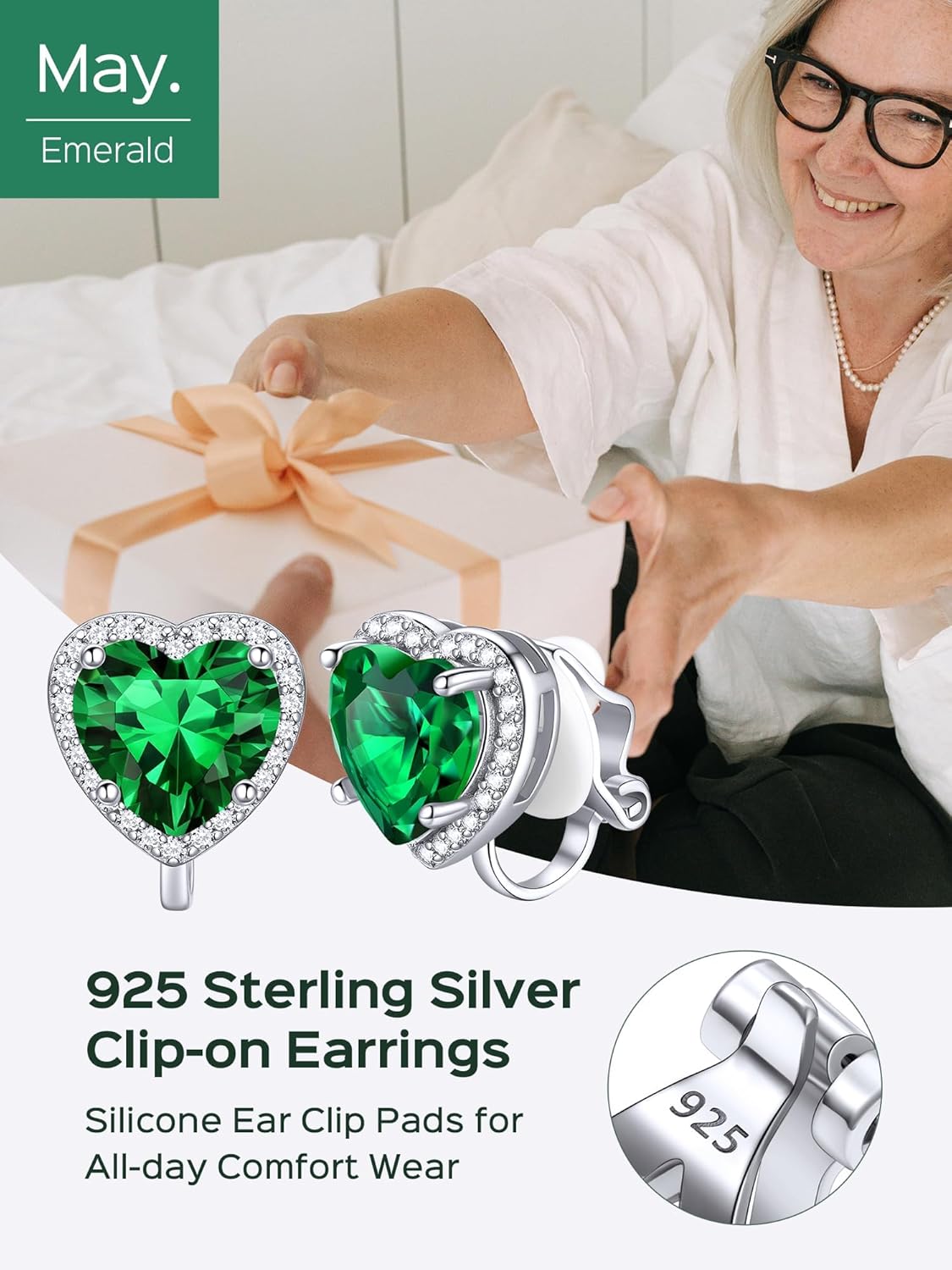 Hypoallergenic Birthstone Clip On Earrings