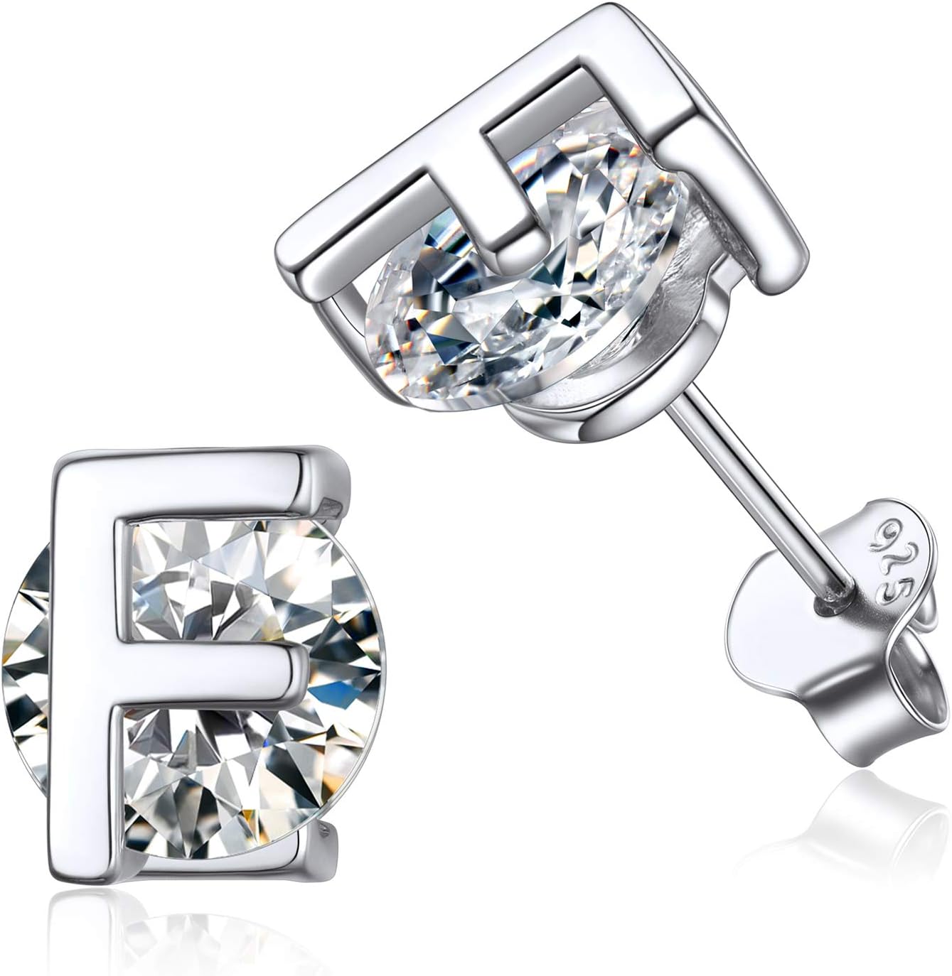 Dainty Initial & Cubic Zirconia Letter Stud Earrings