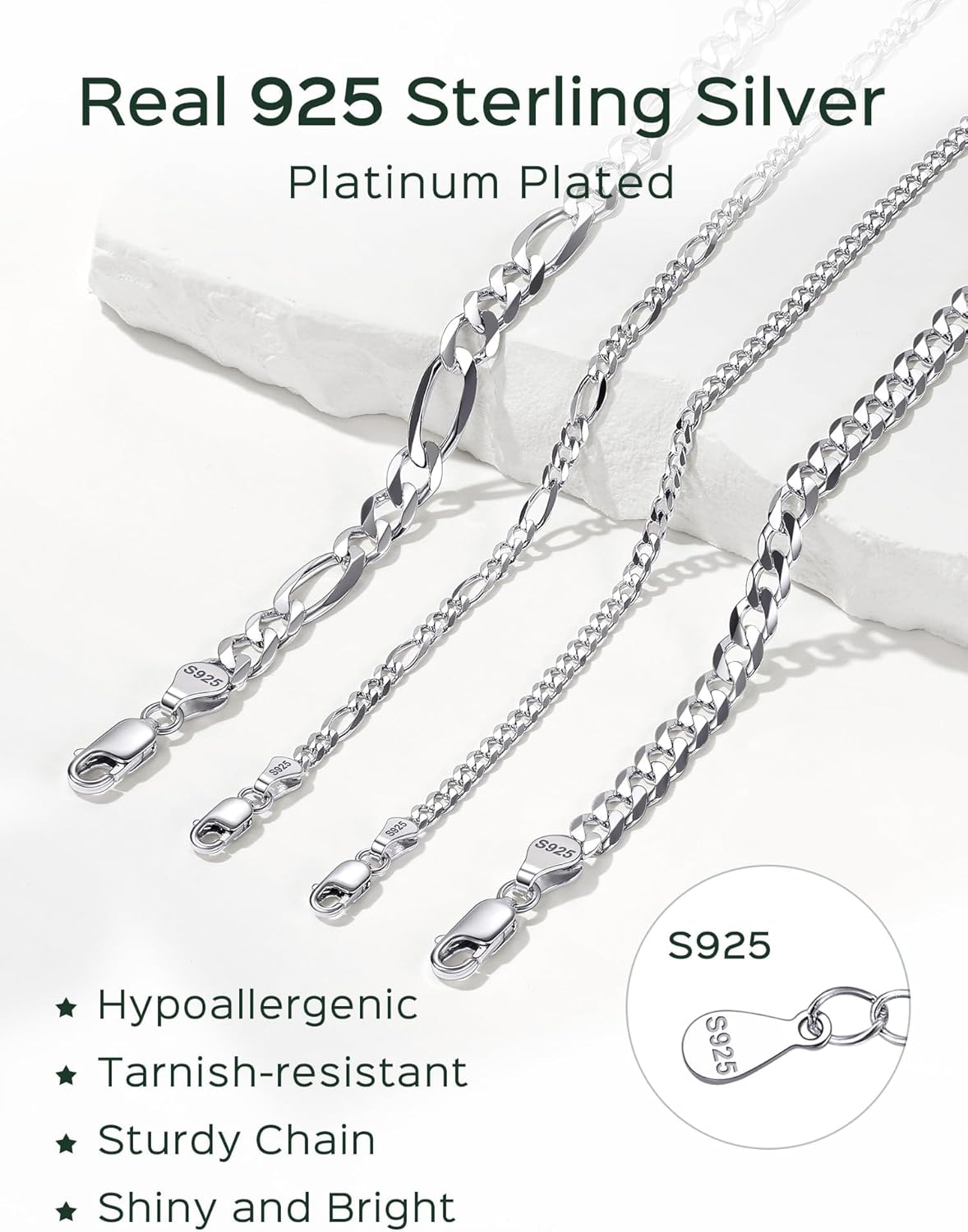 Sterling Silver Flat Mariner Link Chain Anklets