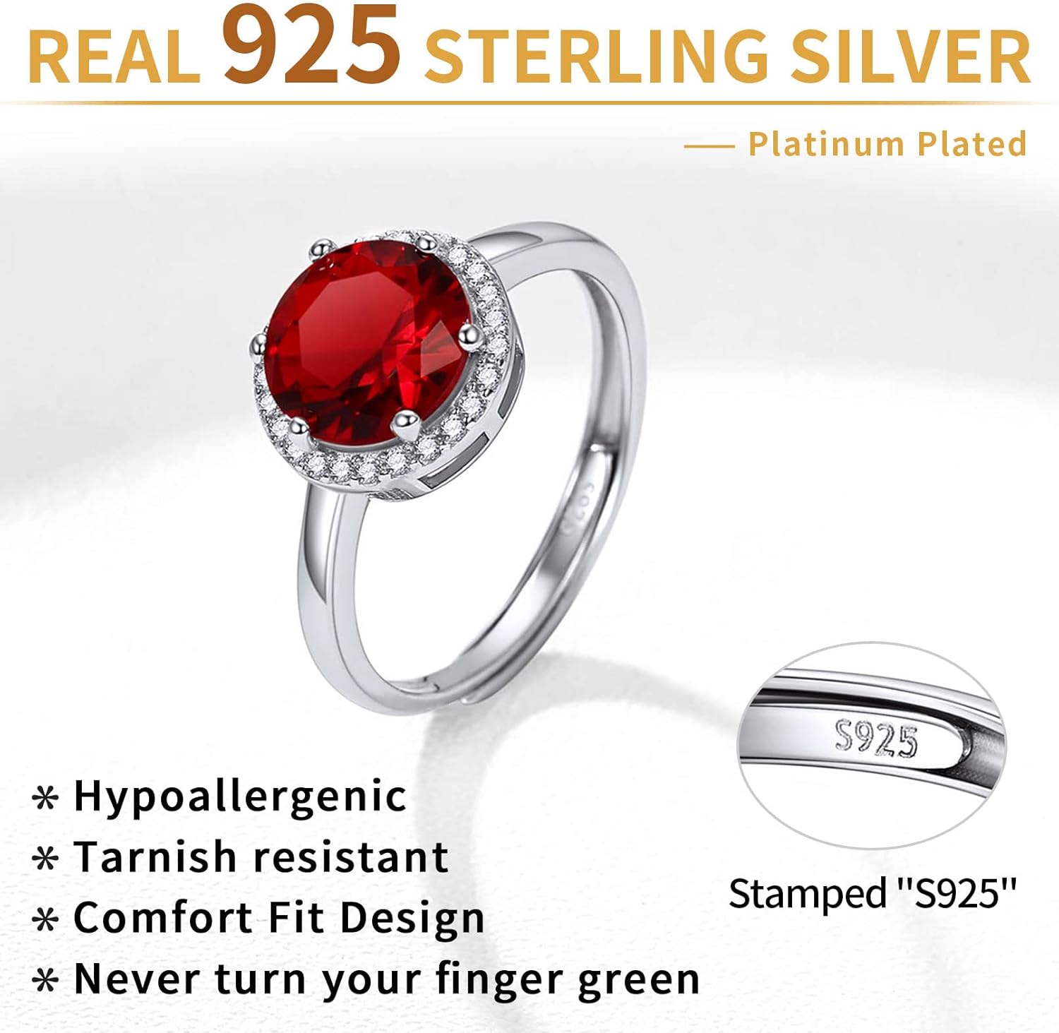 Sterling Silver Round Cut Birthstone Promise Ring
