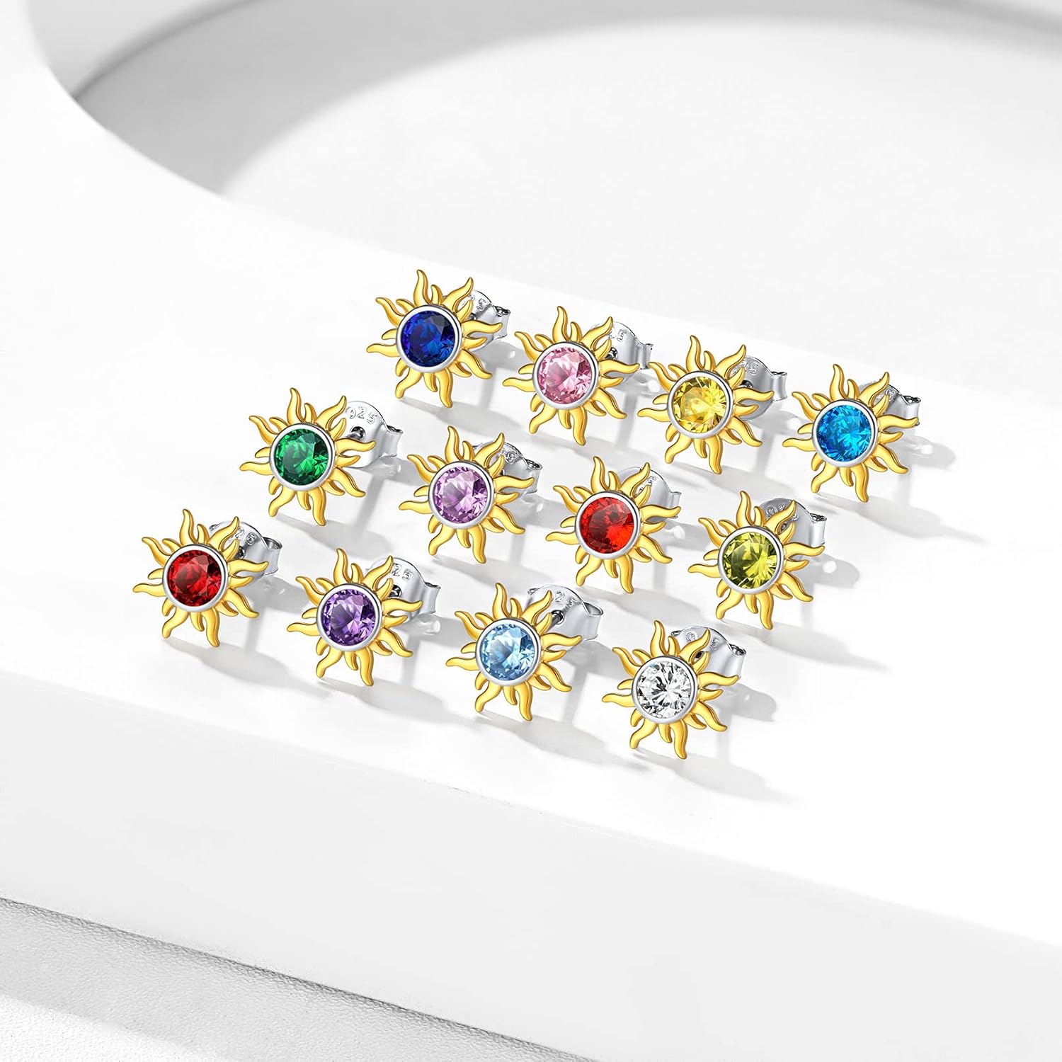 Hypoallergenic Sun Birthstone Earrings for Women, birthstone Earrings, sterling silver jewelry, gem jewelry, sterling silver jewelry, gift idea