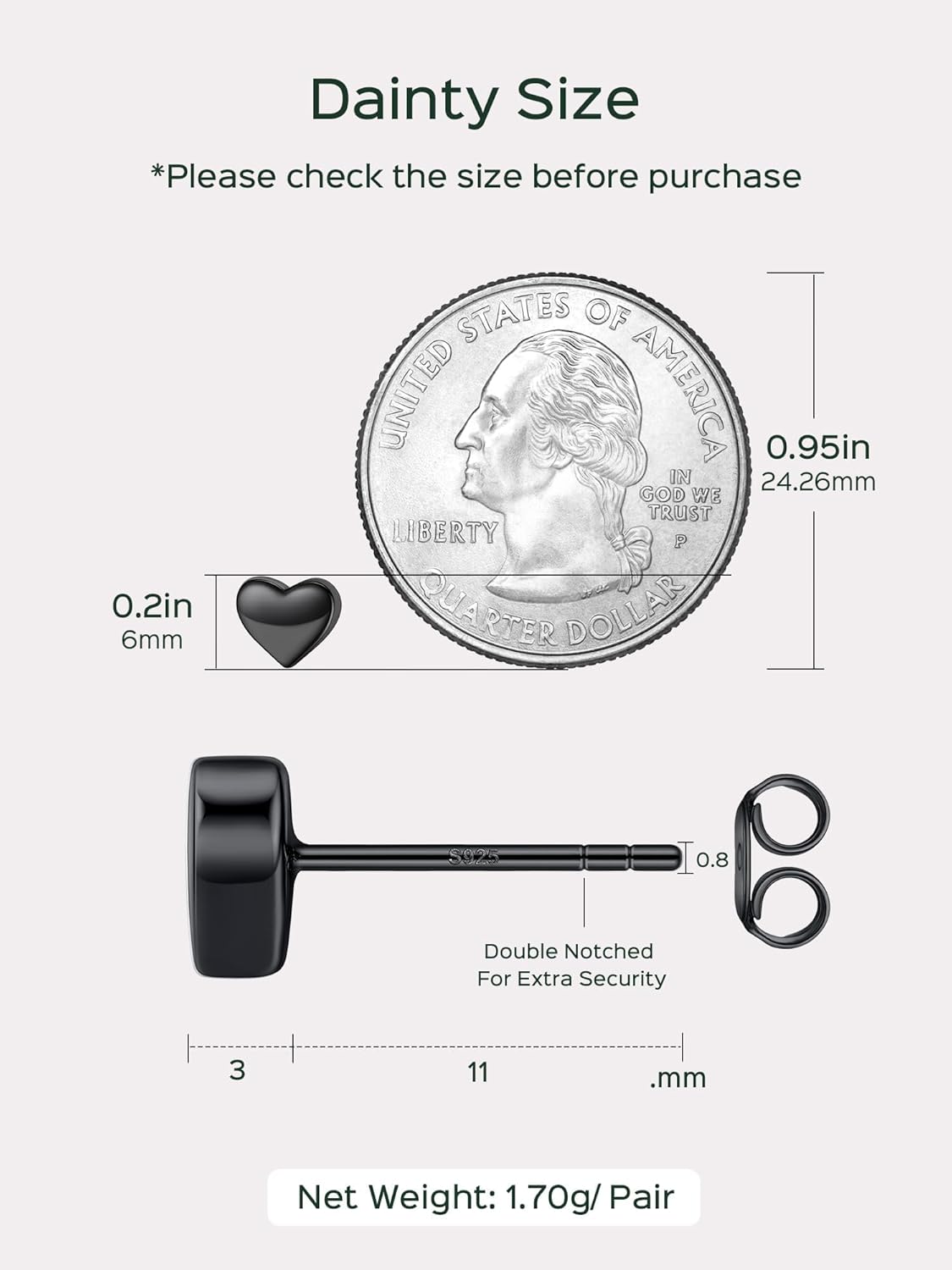 Classic 7mm Heart Stud Earrings for Women and Men,  silver jewelry, gift idea, Sterling silver earrings