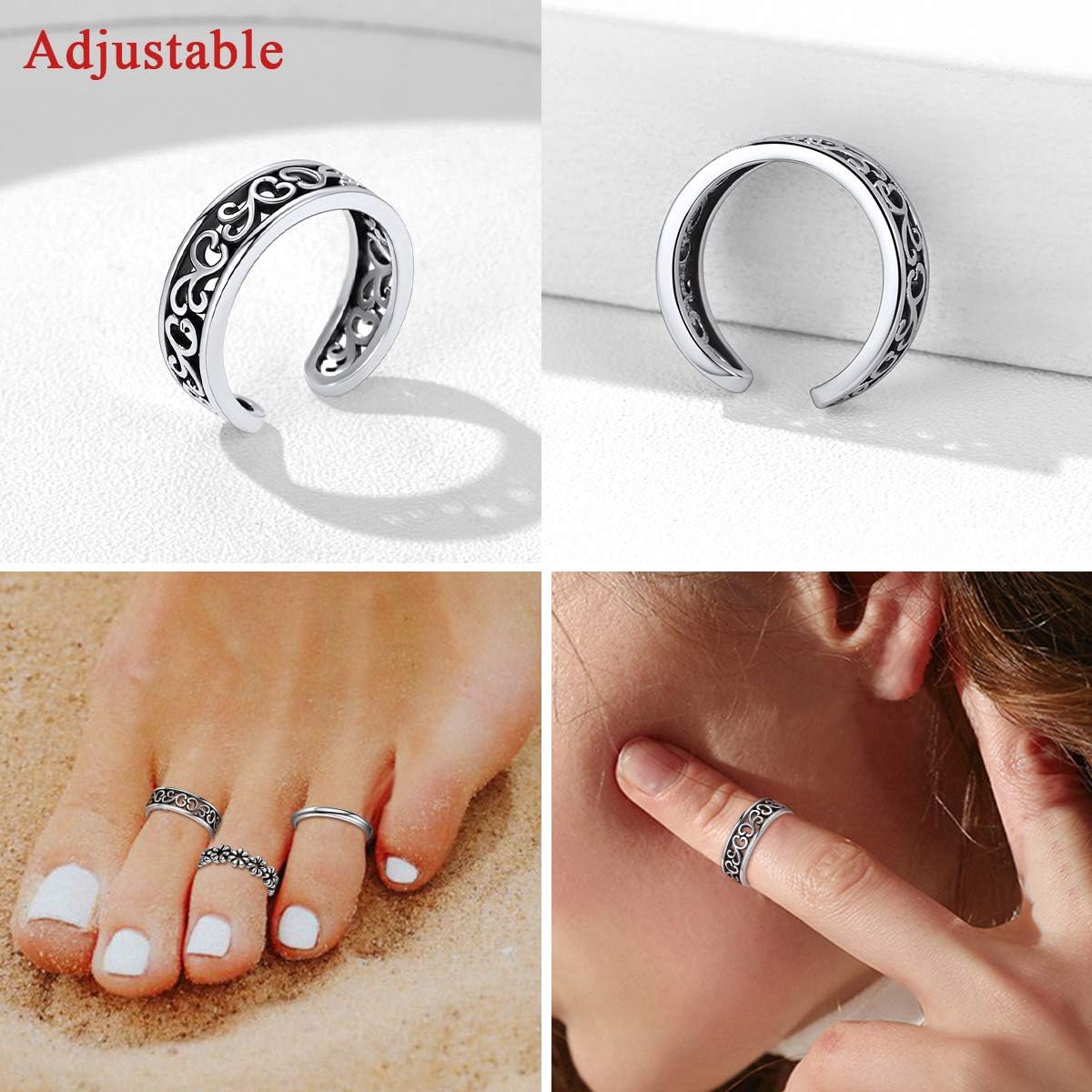 Simple Hollow Celtic Knot Adjustable Toe Band Ring 